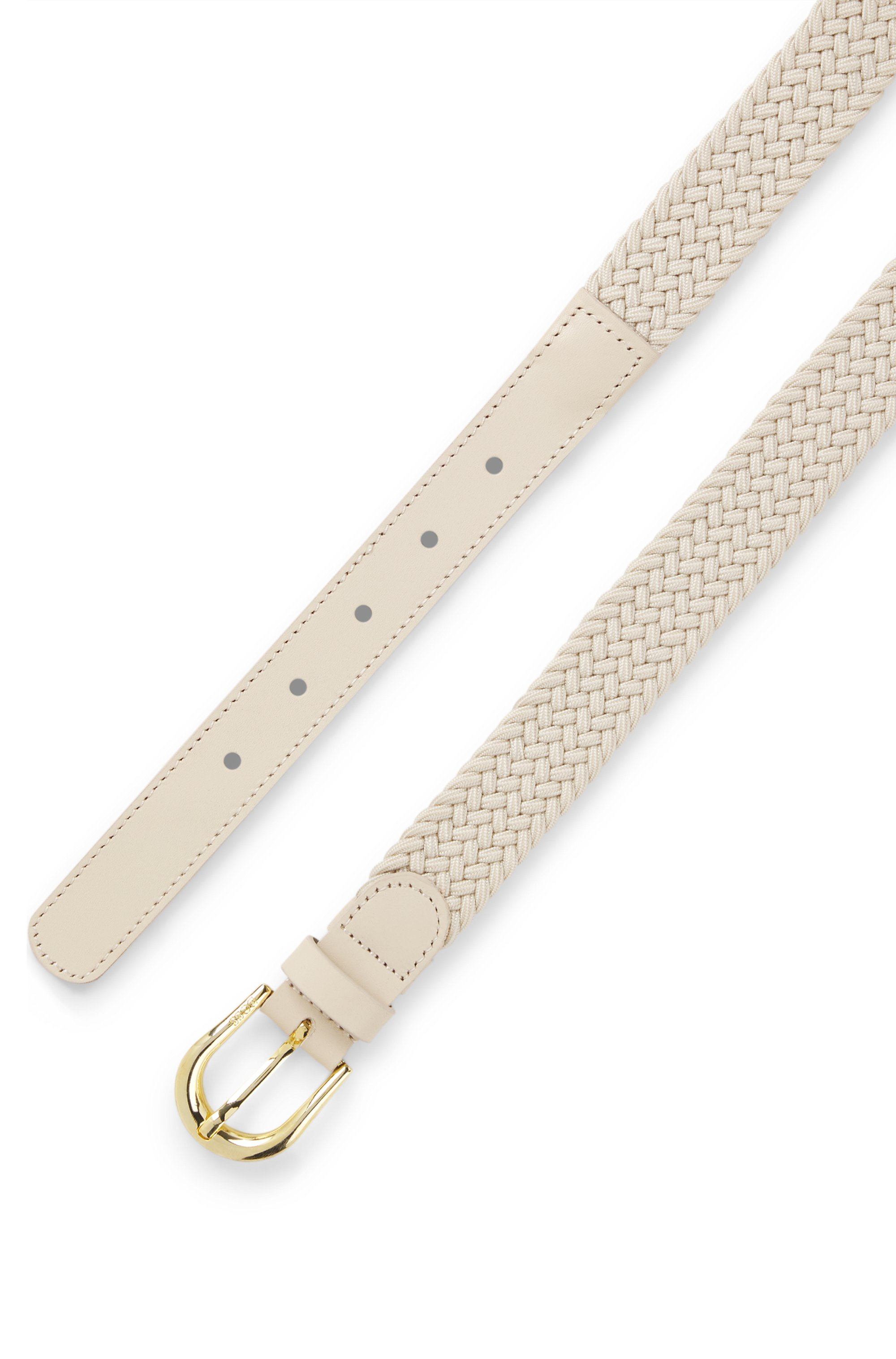 Woven belt with leather trims