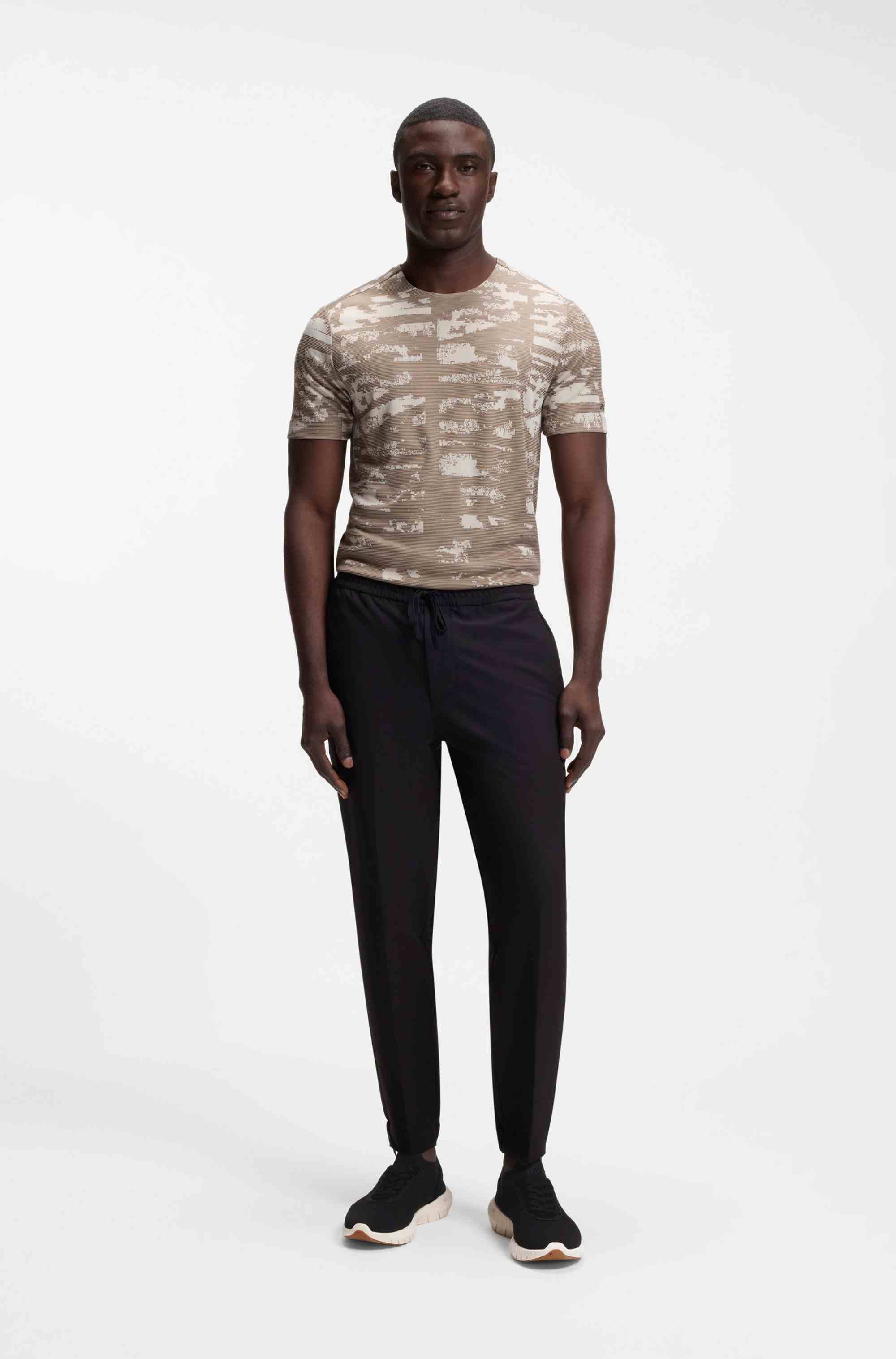 BOSS-MOTION trainers with knitted uppers and leather trims