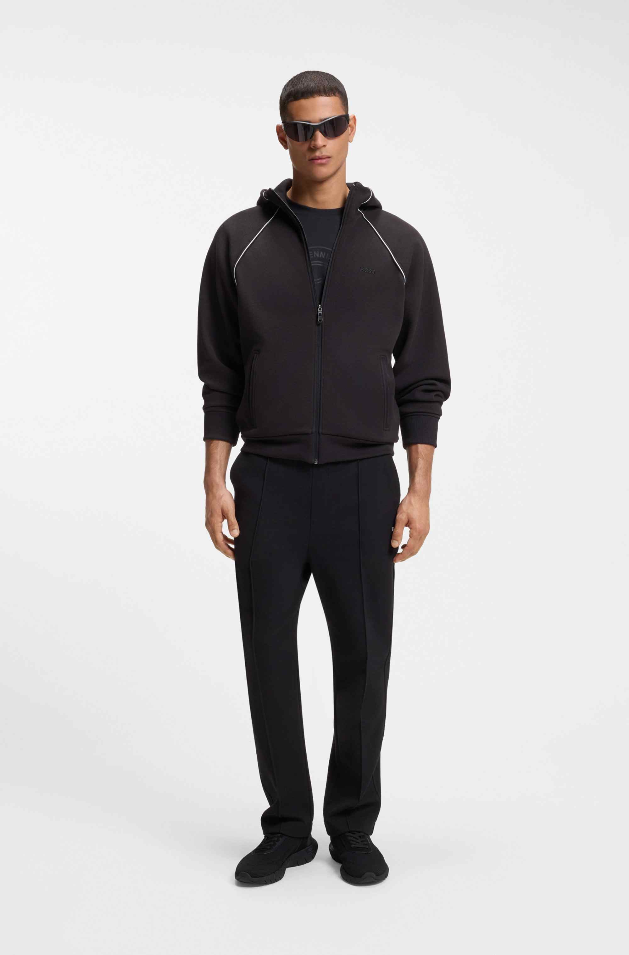 BOSS-MOTION trainers with knitted uppers and leather trims