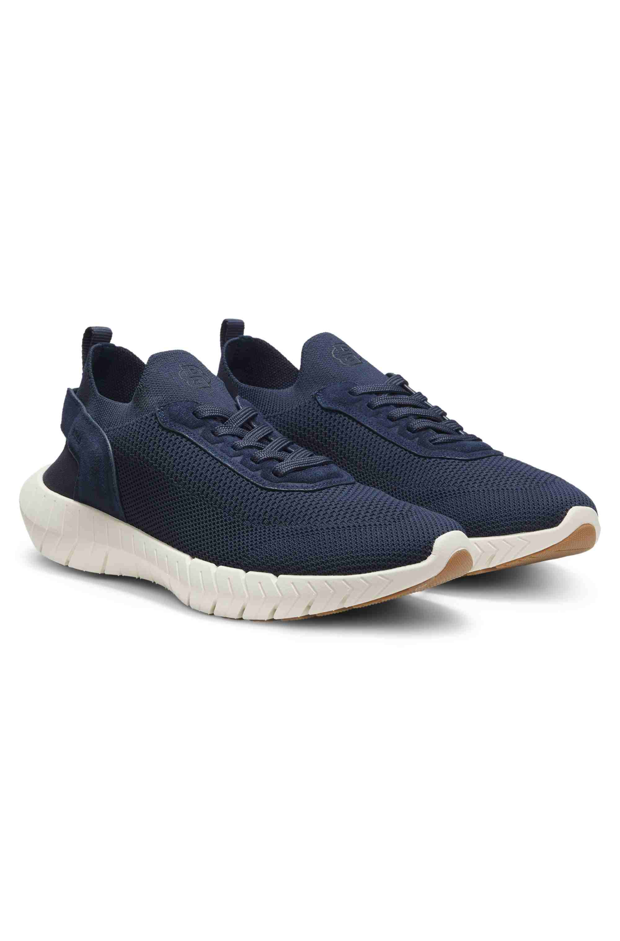 BOSS-MOTION trainers with knitted uppers and leather trims