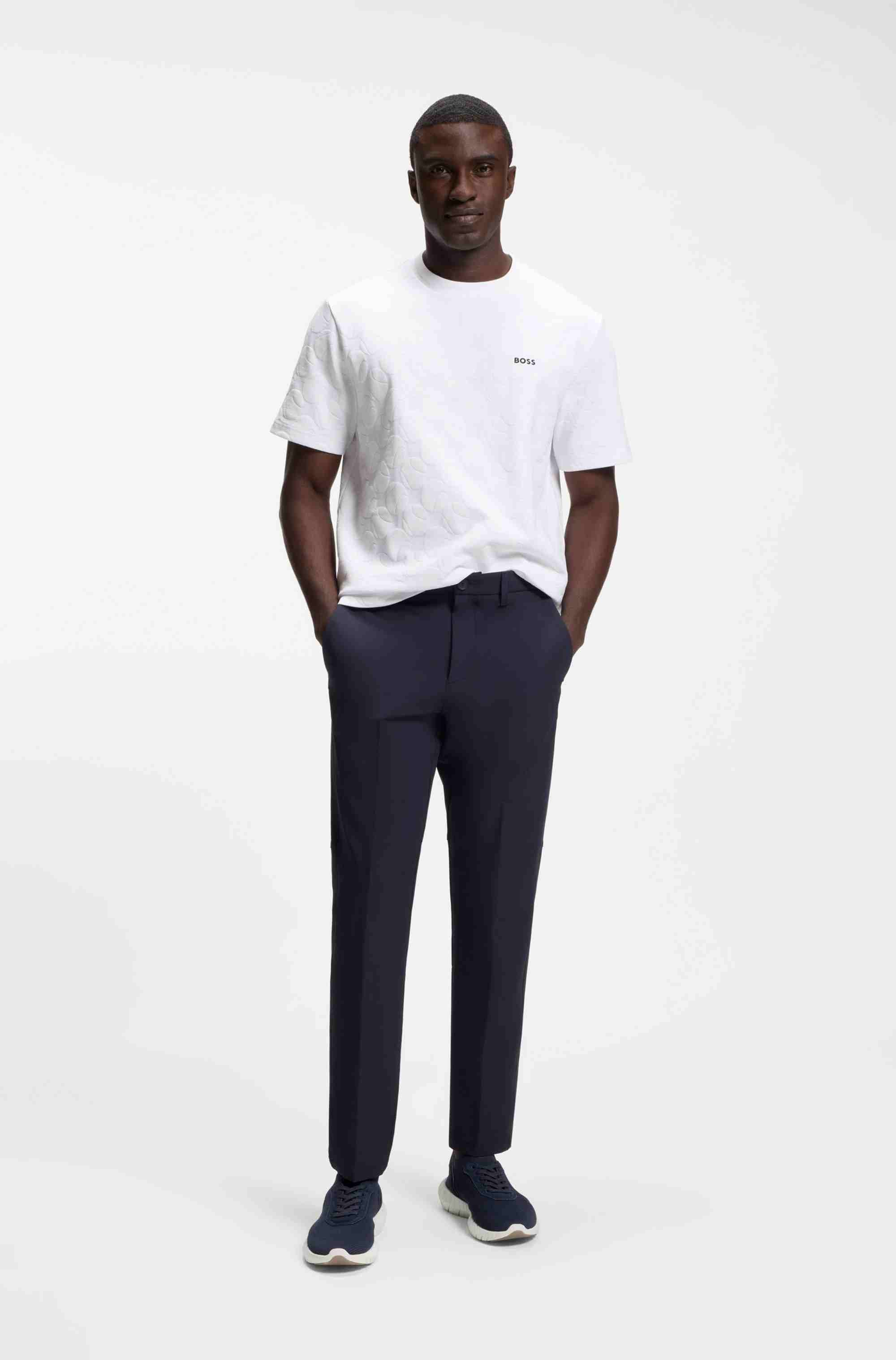 BOSS-MOTION trainers with knitted uppers and leather trims