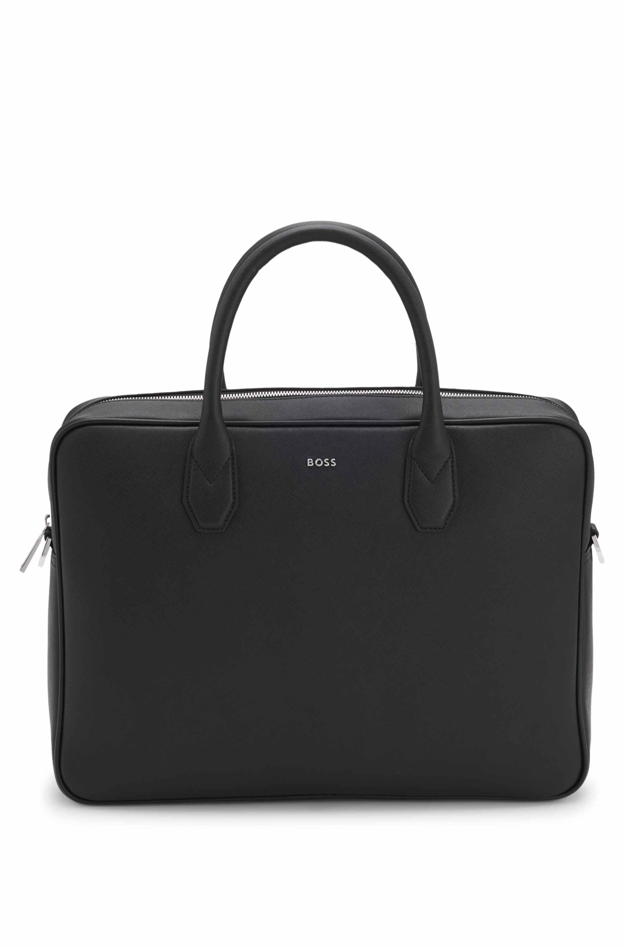 Grained document case with logo lettering