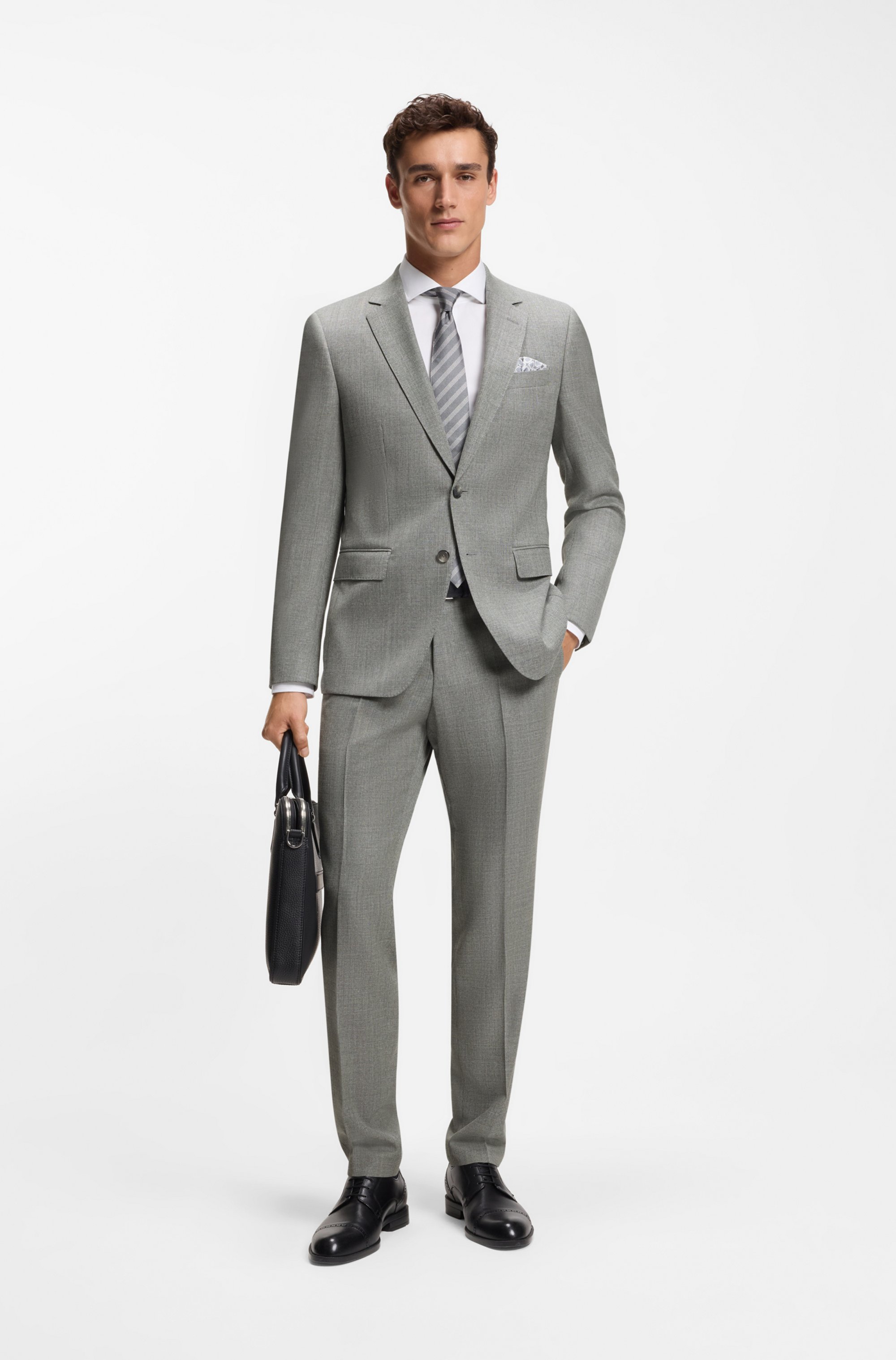 Slim-fit blazer in patterned stretch wool