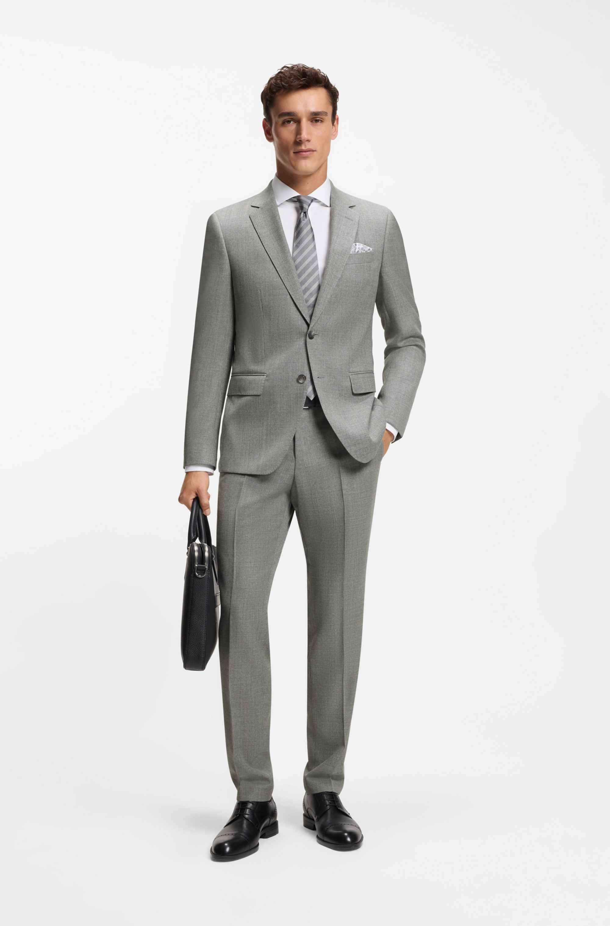 Slim-fit blazer in patterned stretch wool