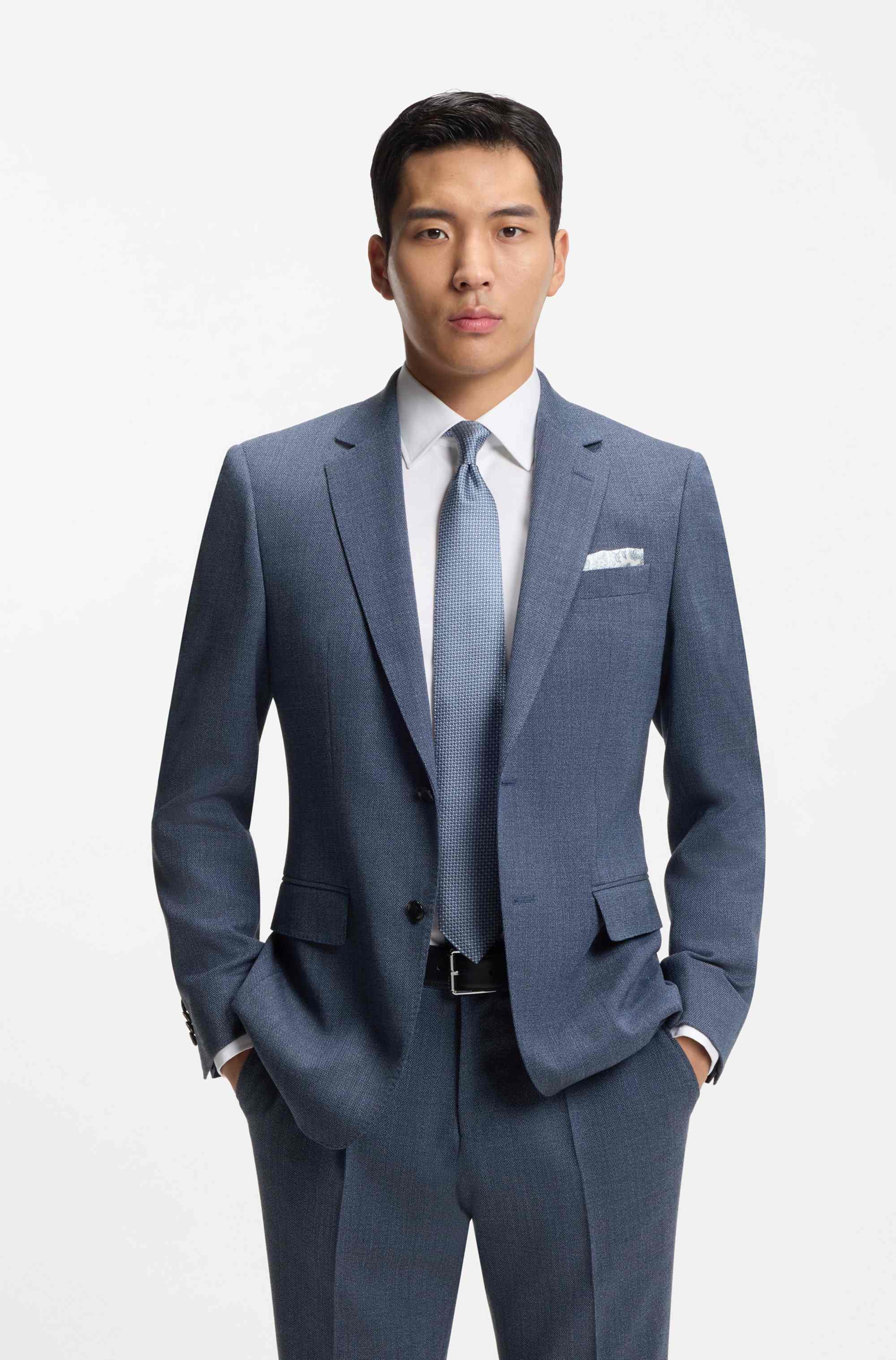 Slim-fit blazer in patterned stretch wool