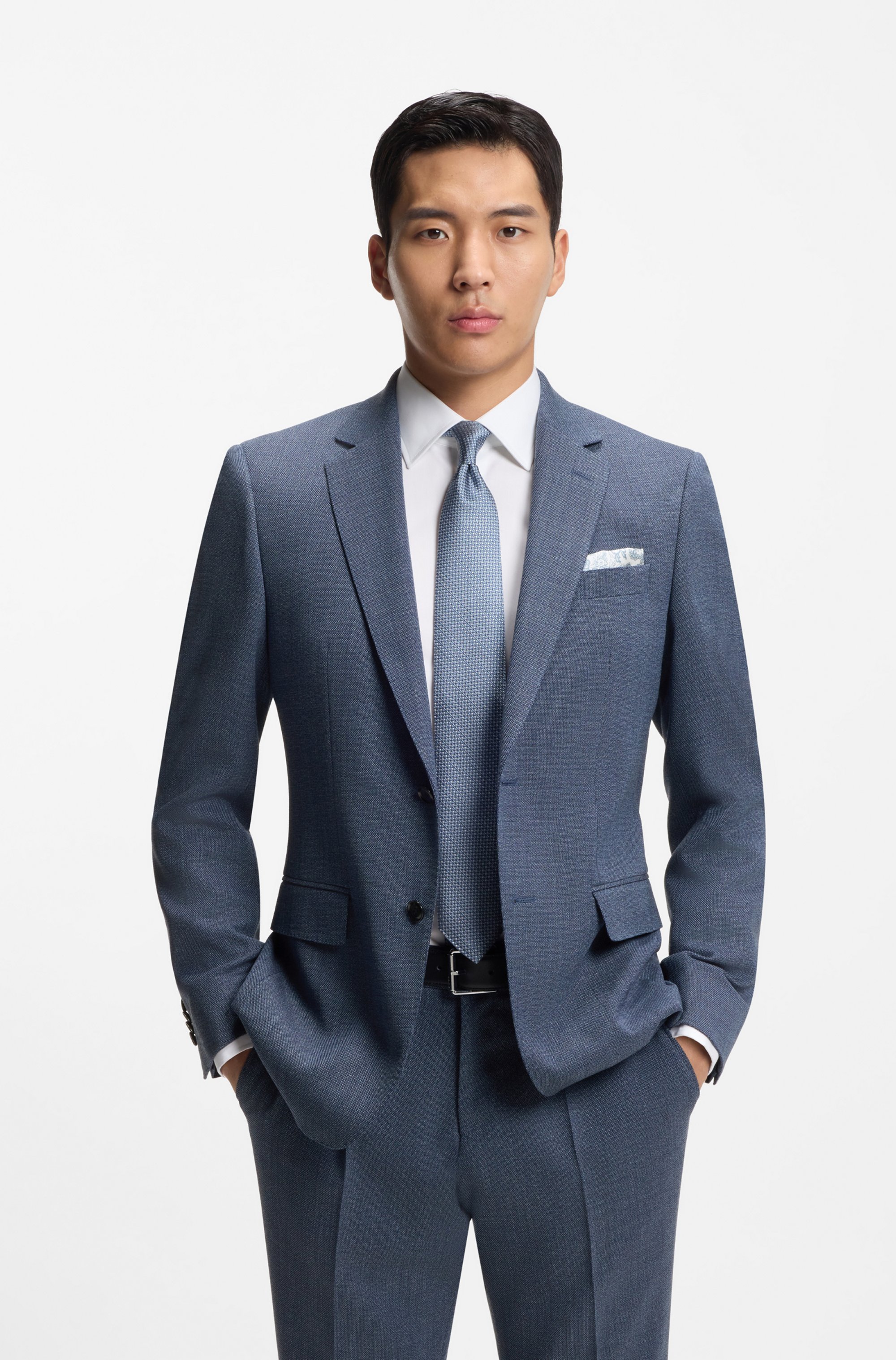 Slim-fit blazer in patterned stretch wool