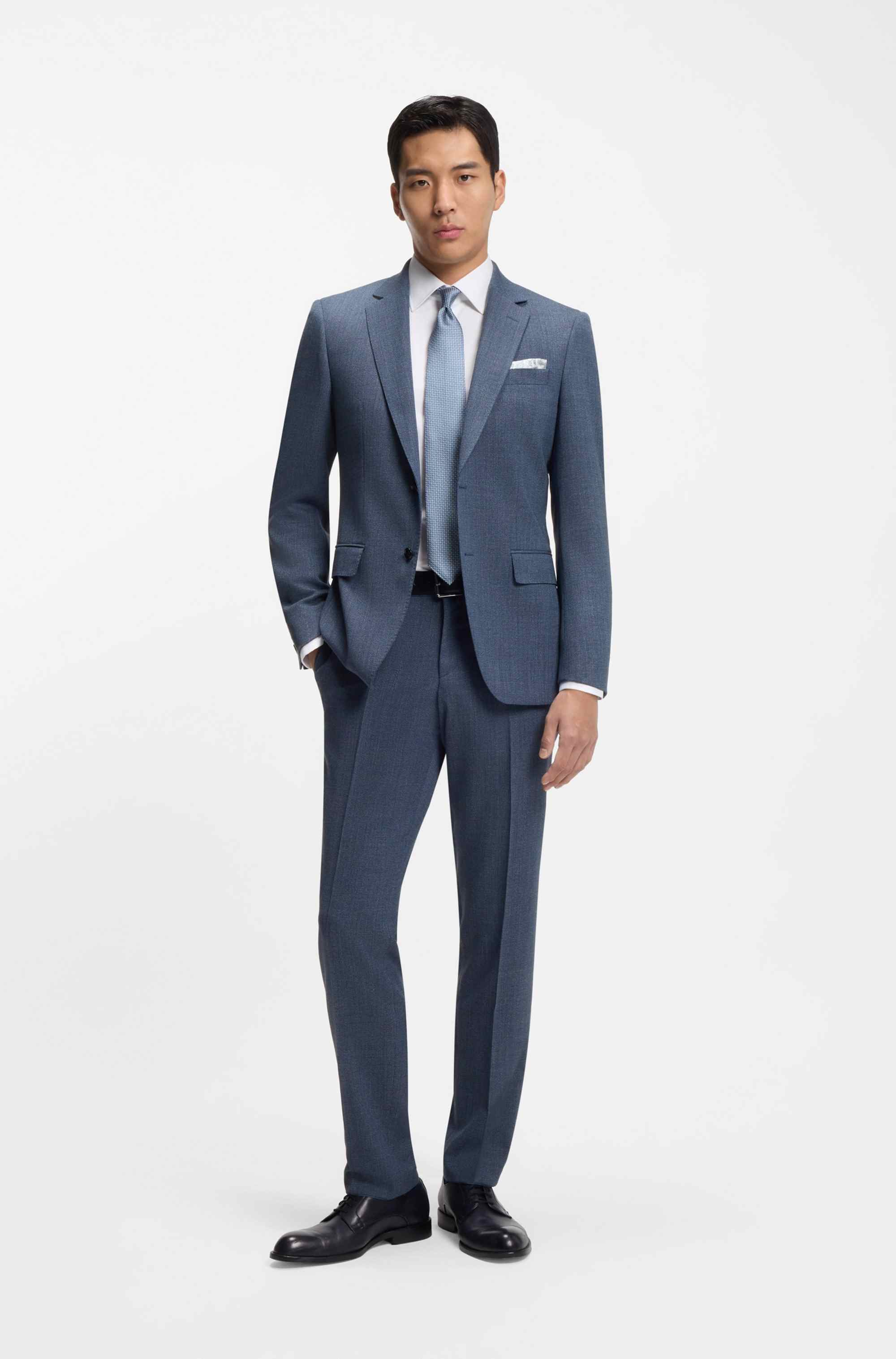 Slim-fit blazer in patterned stretch wool