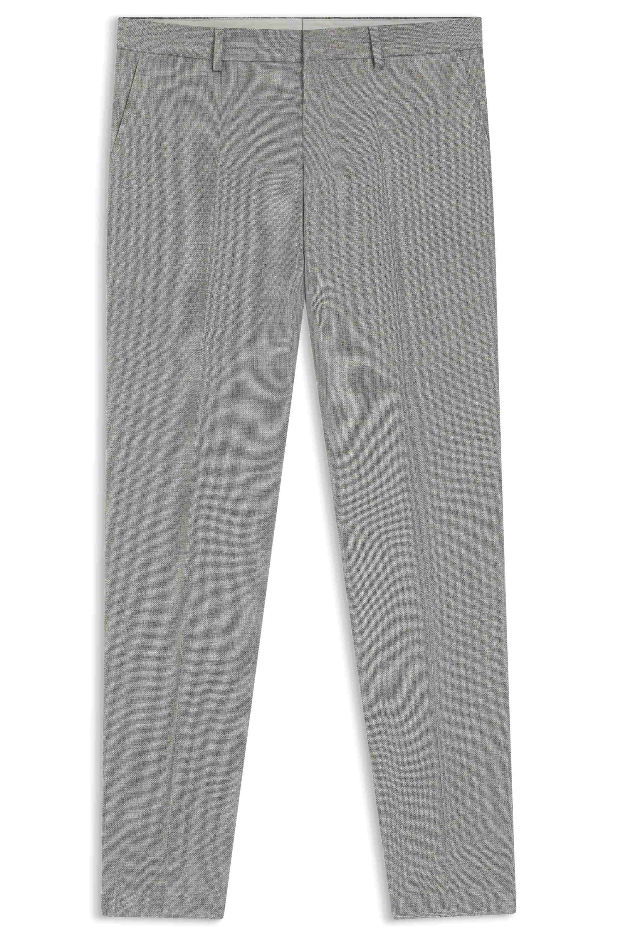 Slim-fit trousers in micro-patterned stretch wool