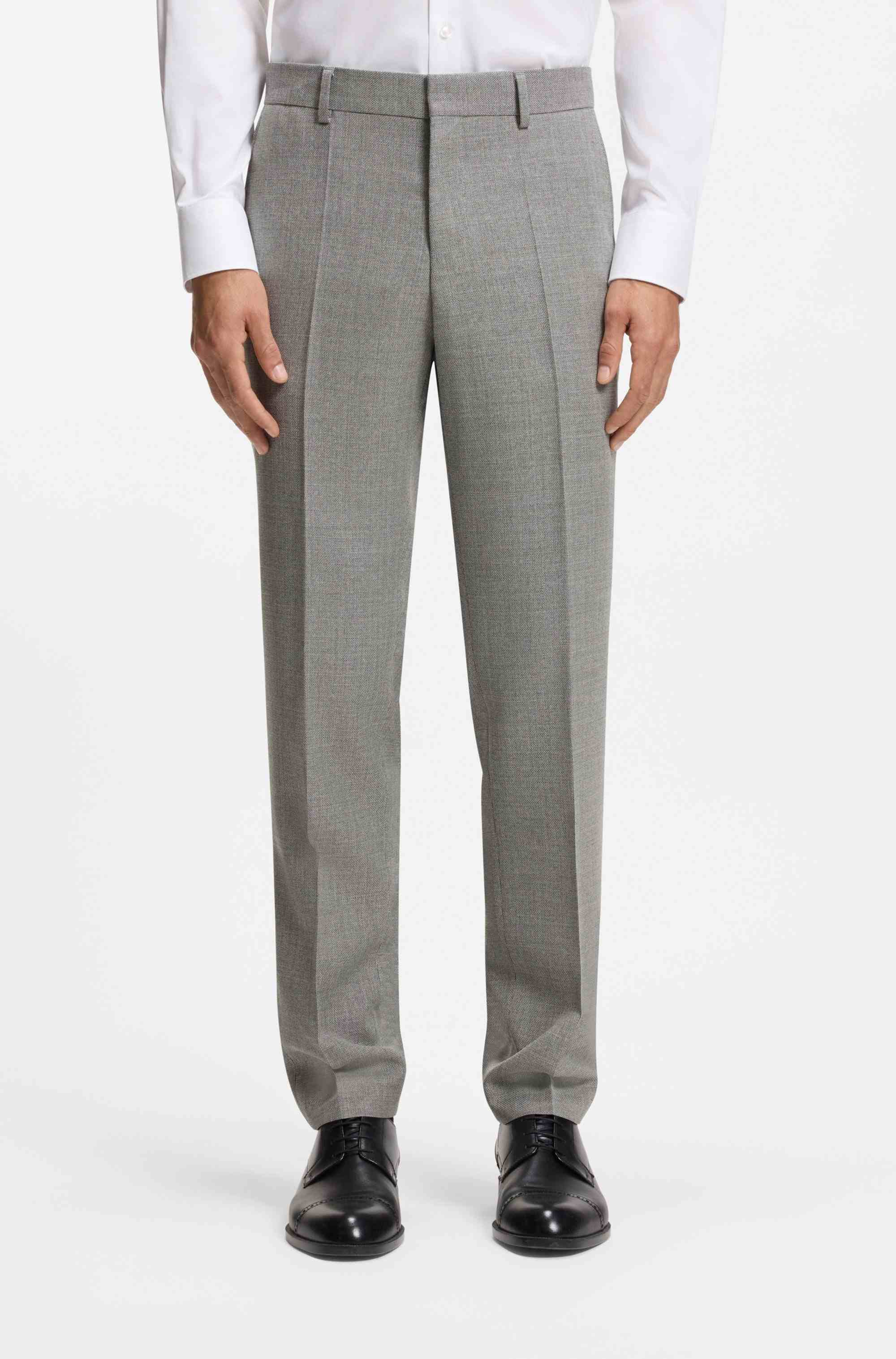 Slim-fit trousers in micro-patterned stretch wool