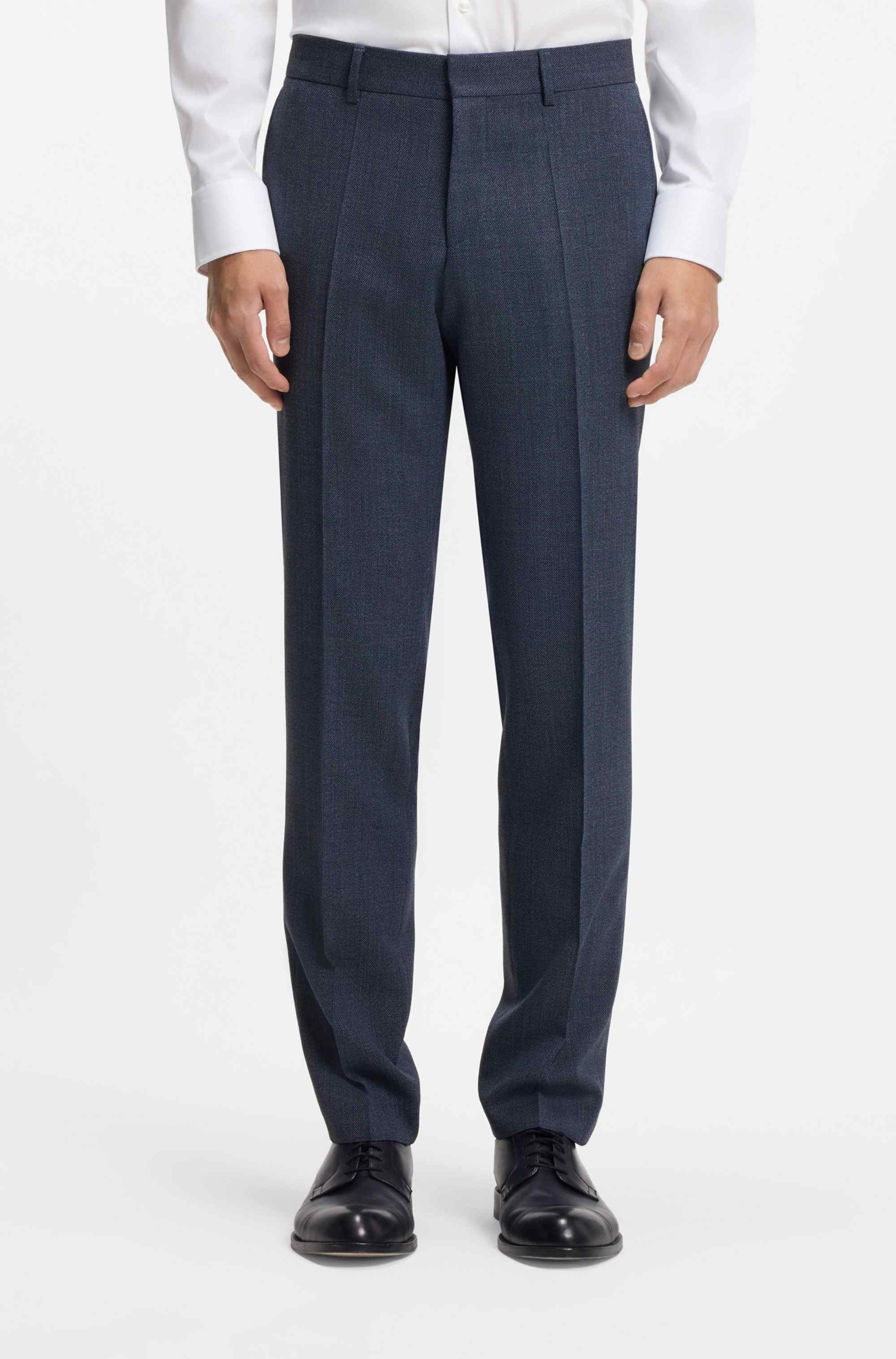 Slim-fit trousers in micro-patterned stretch wool