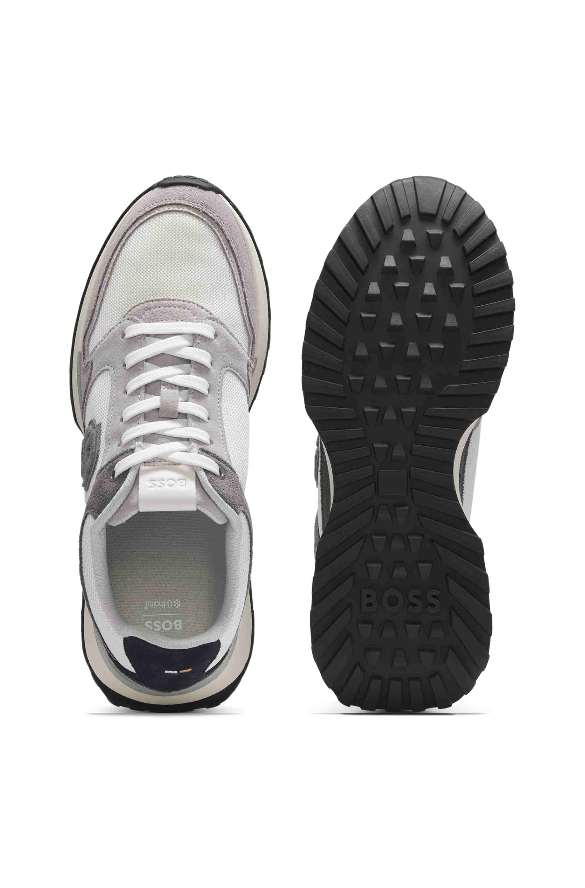 Suede-trim trainers with Double B monogram