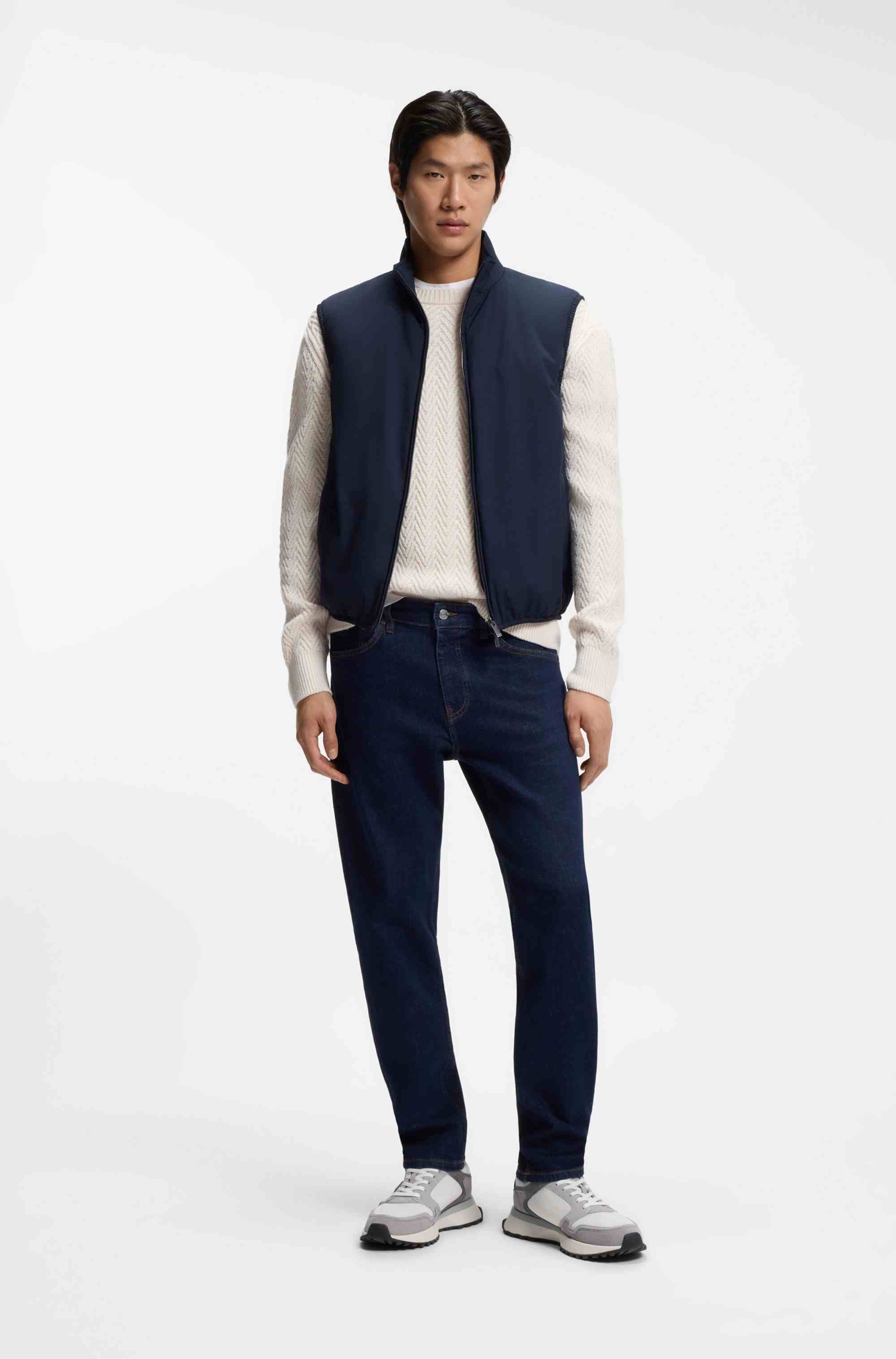 Suede-trim trainers with Double B monogram