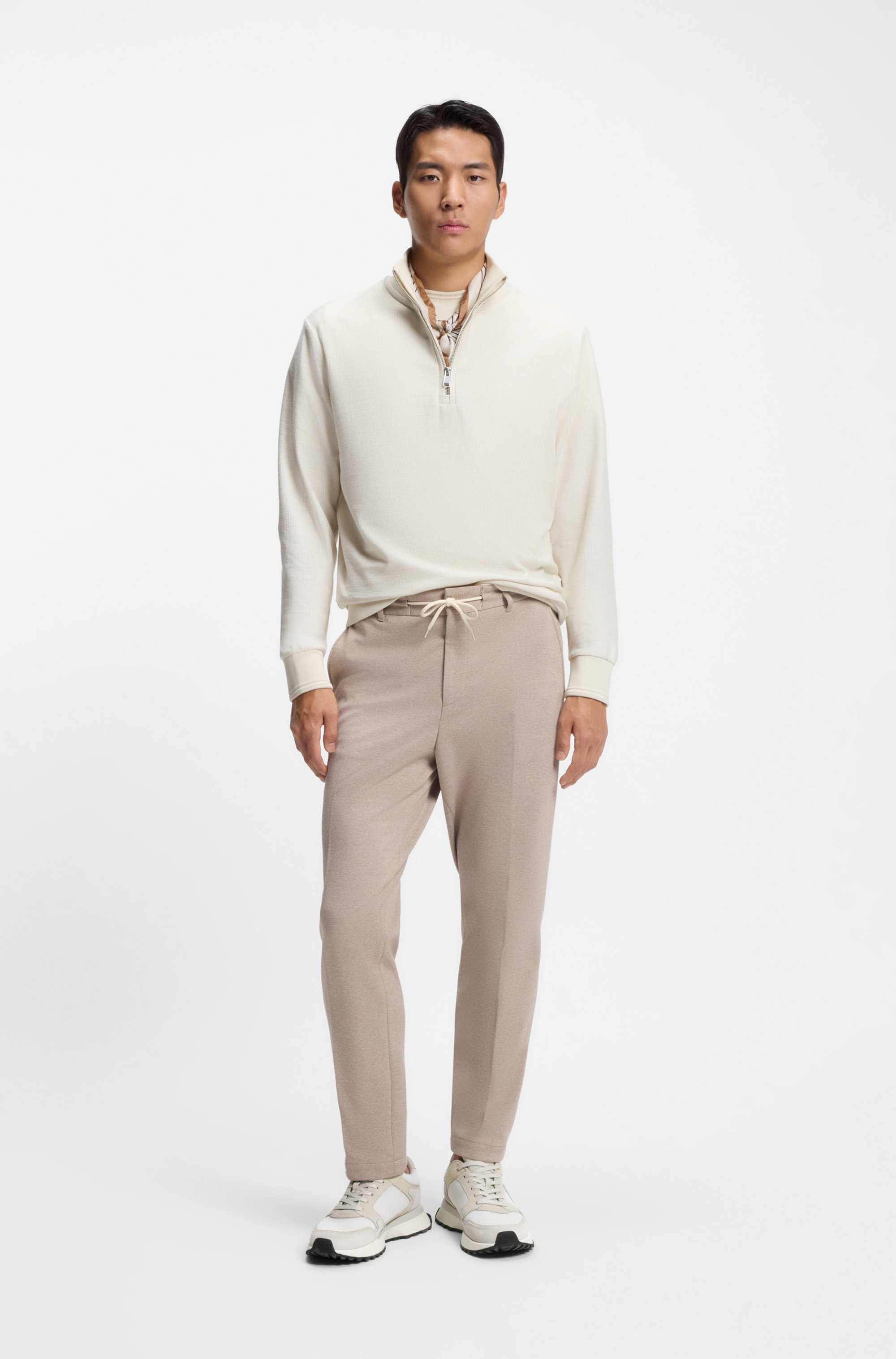 Suede-trim trainers with Double B monogram