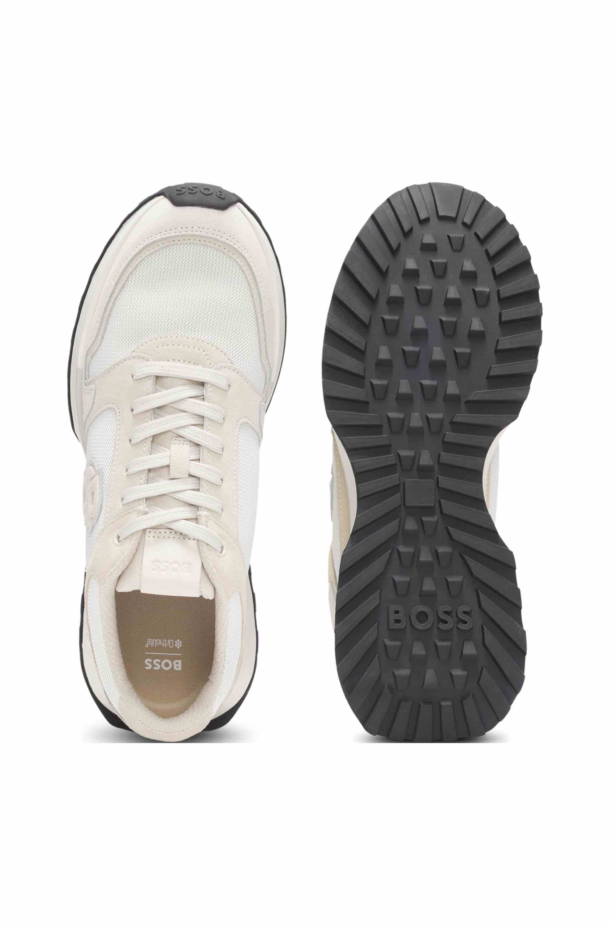 Suede-trim trainers with Double B monogram