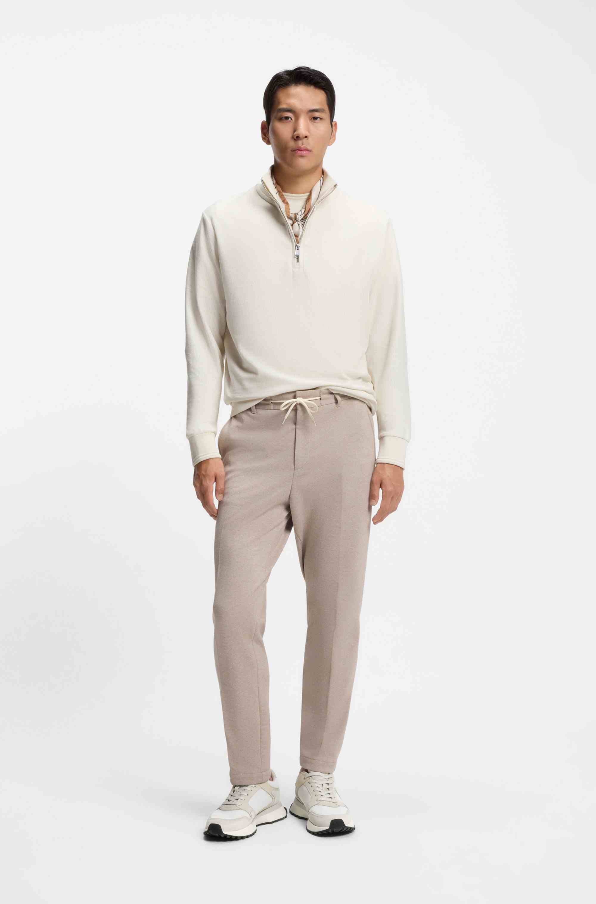 Suede-trim trainers with Double B monogram