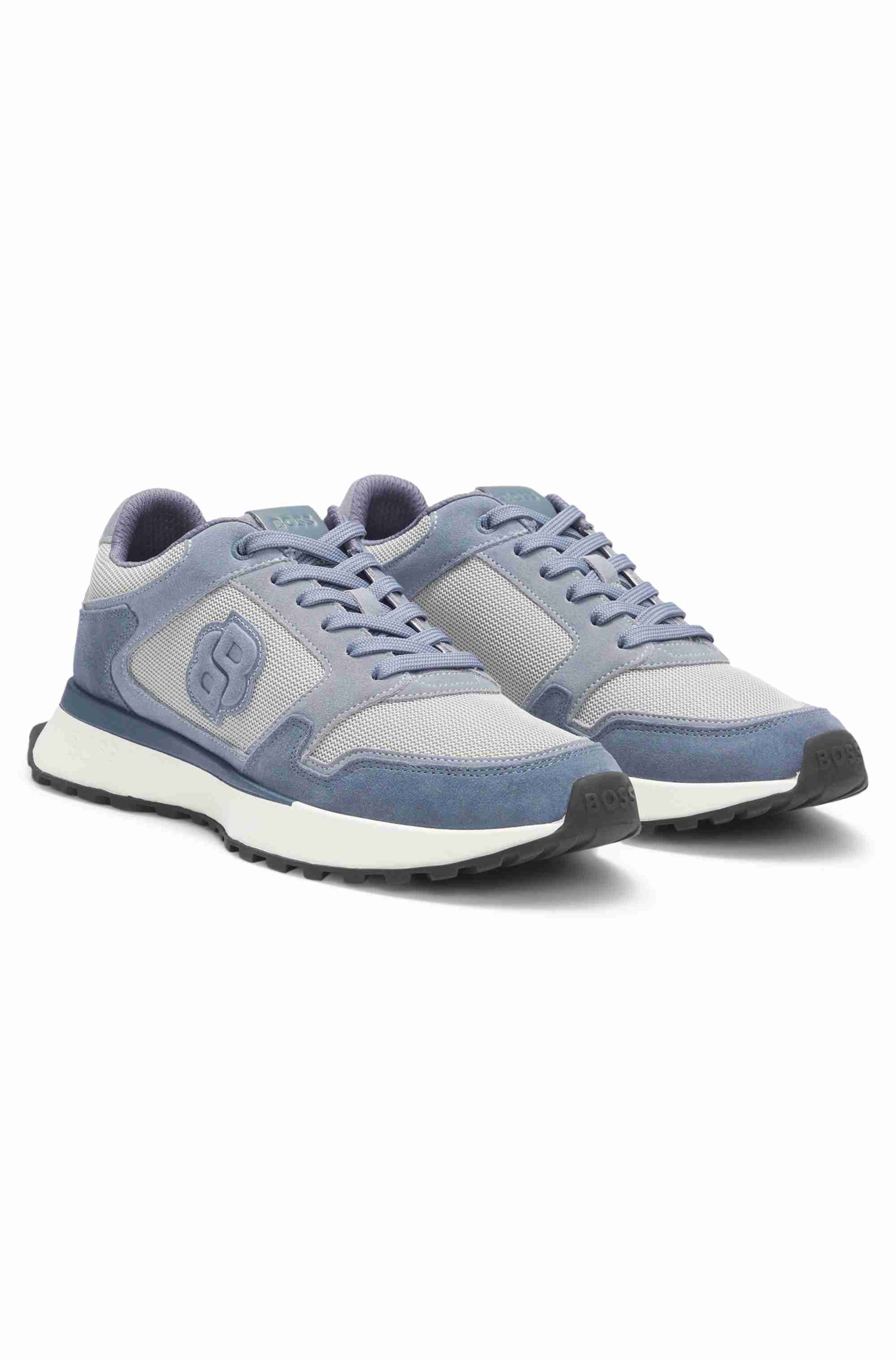 Suede-trim trainers with Double B monogram