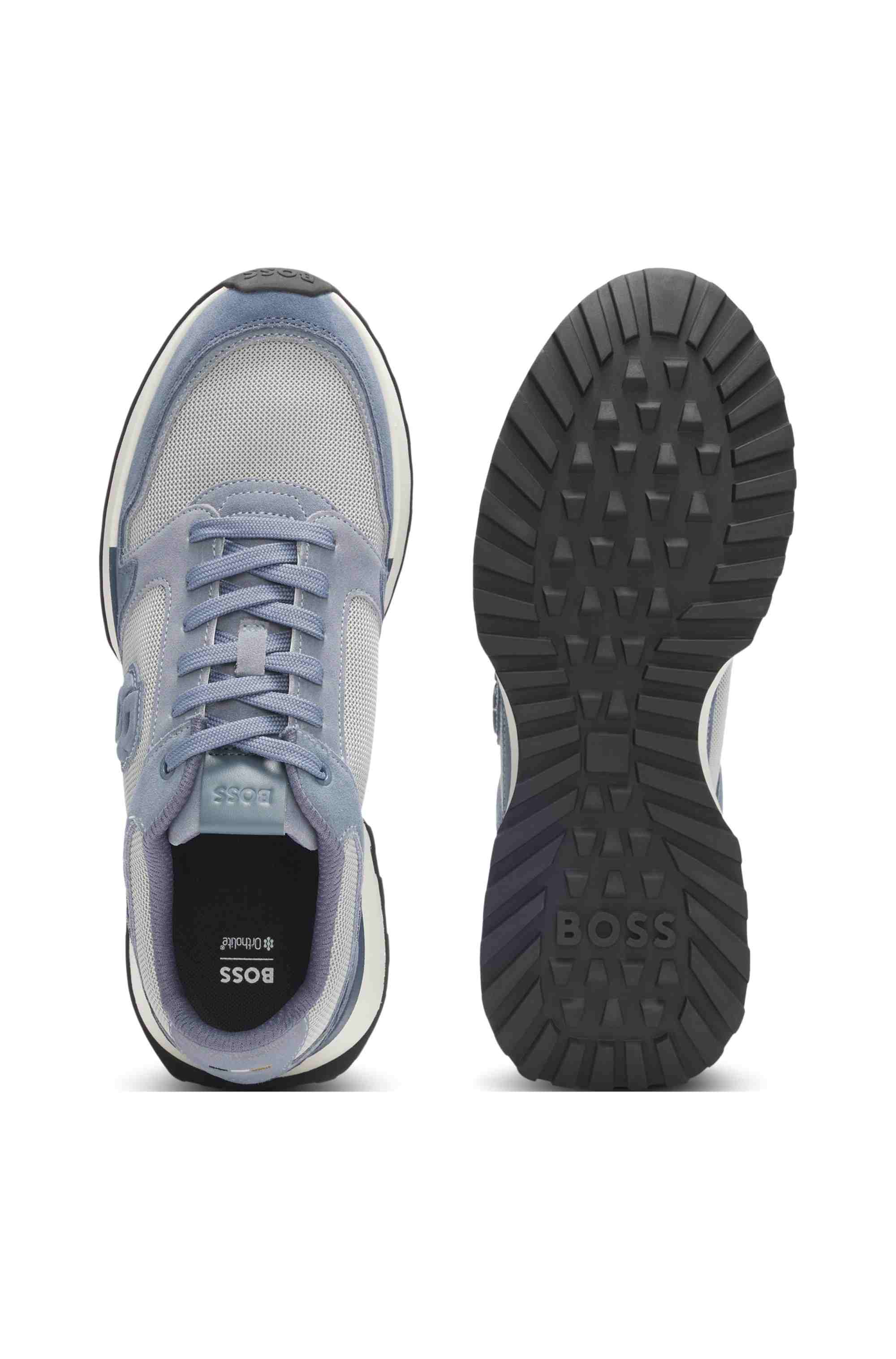 Suede-trim trainers with Double B monogram