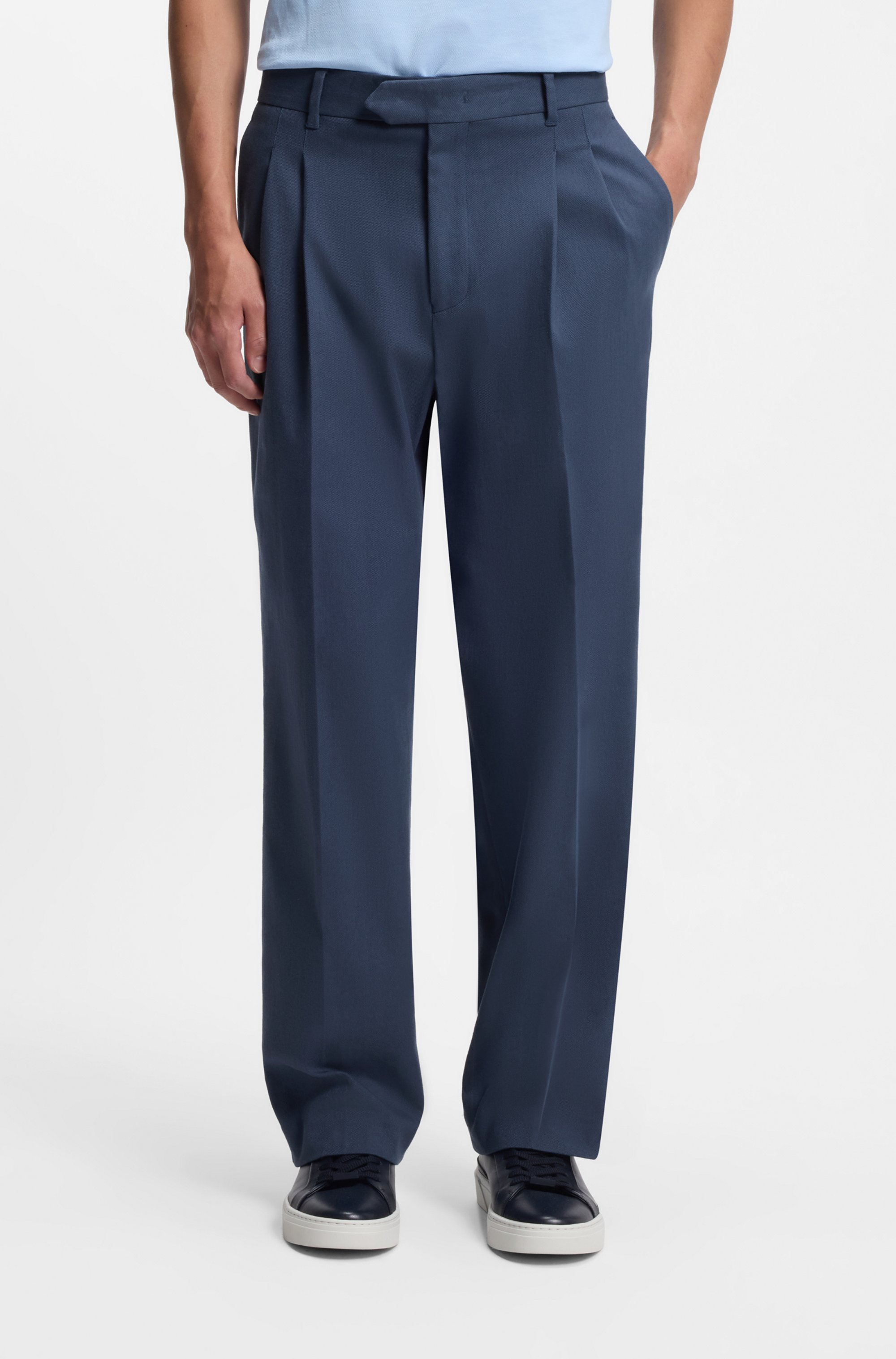 Tapered-fit trousers in stretch-cotton twill