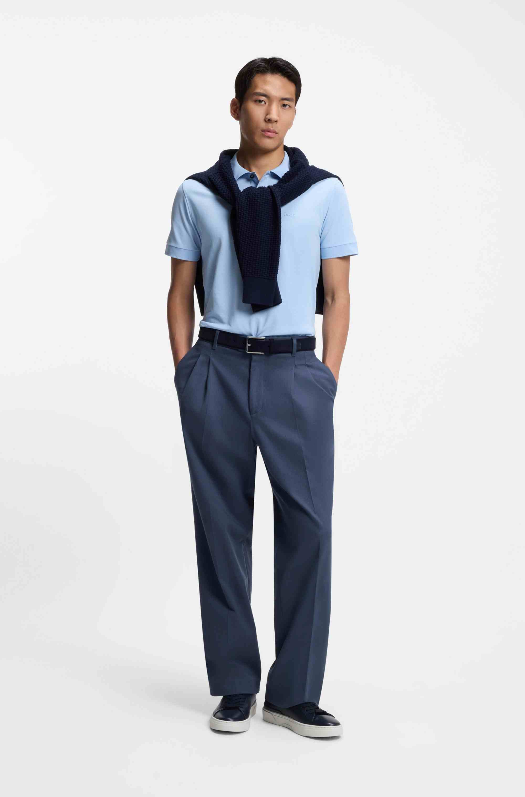 Tapered-fit trousers in stretch-cotton twill