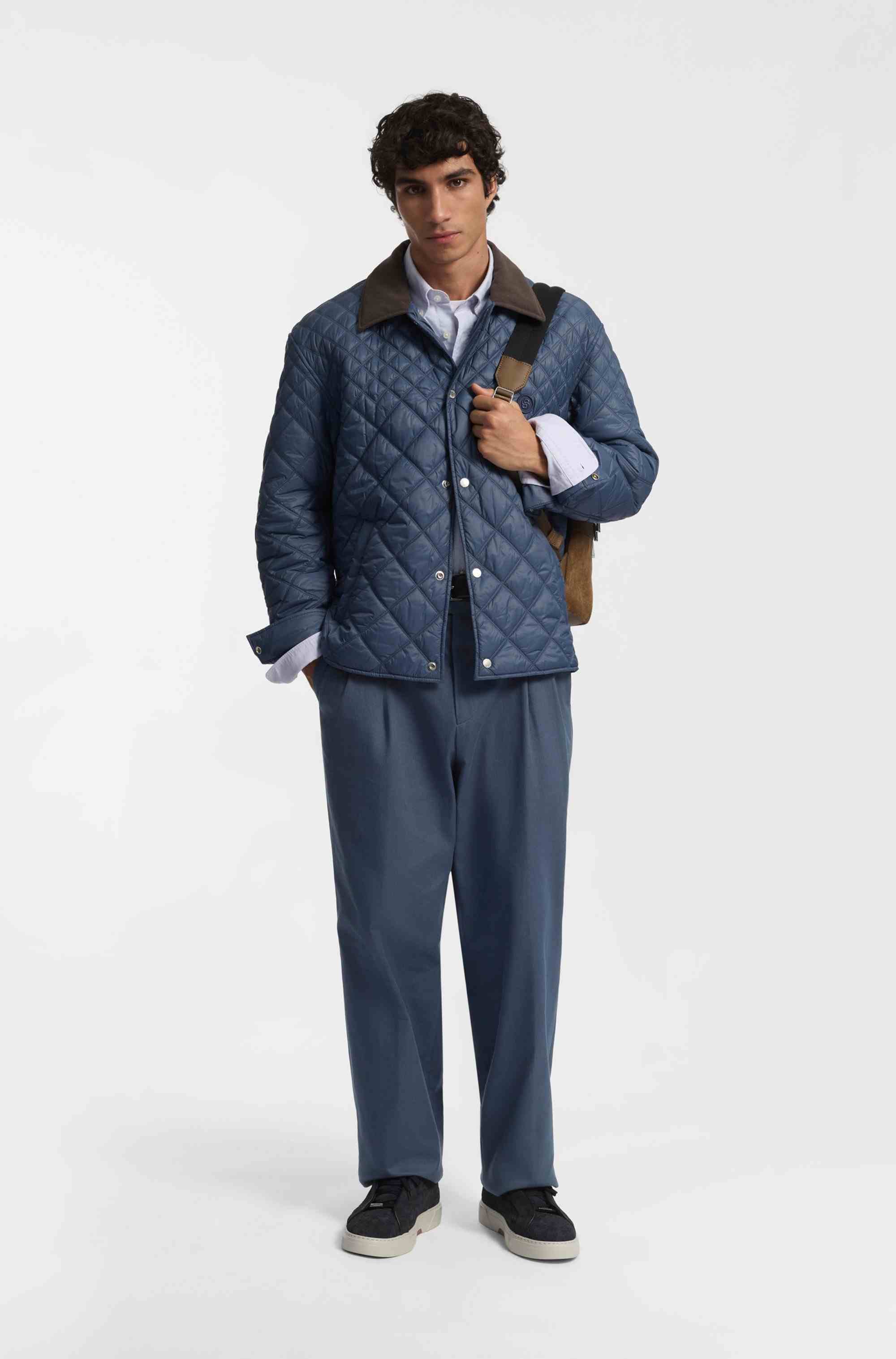 Tapered-fit trousers in stretch-cotton twill