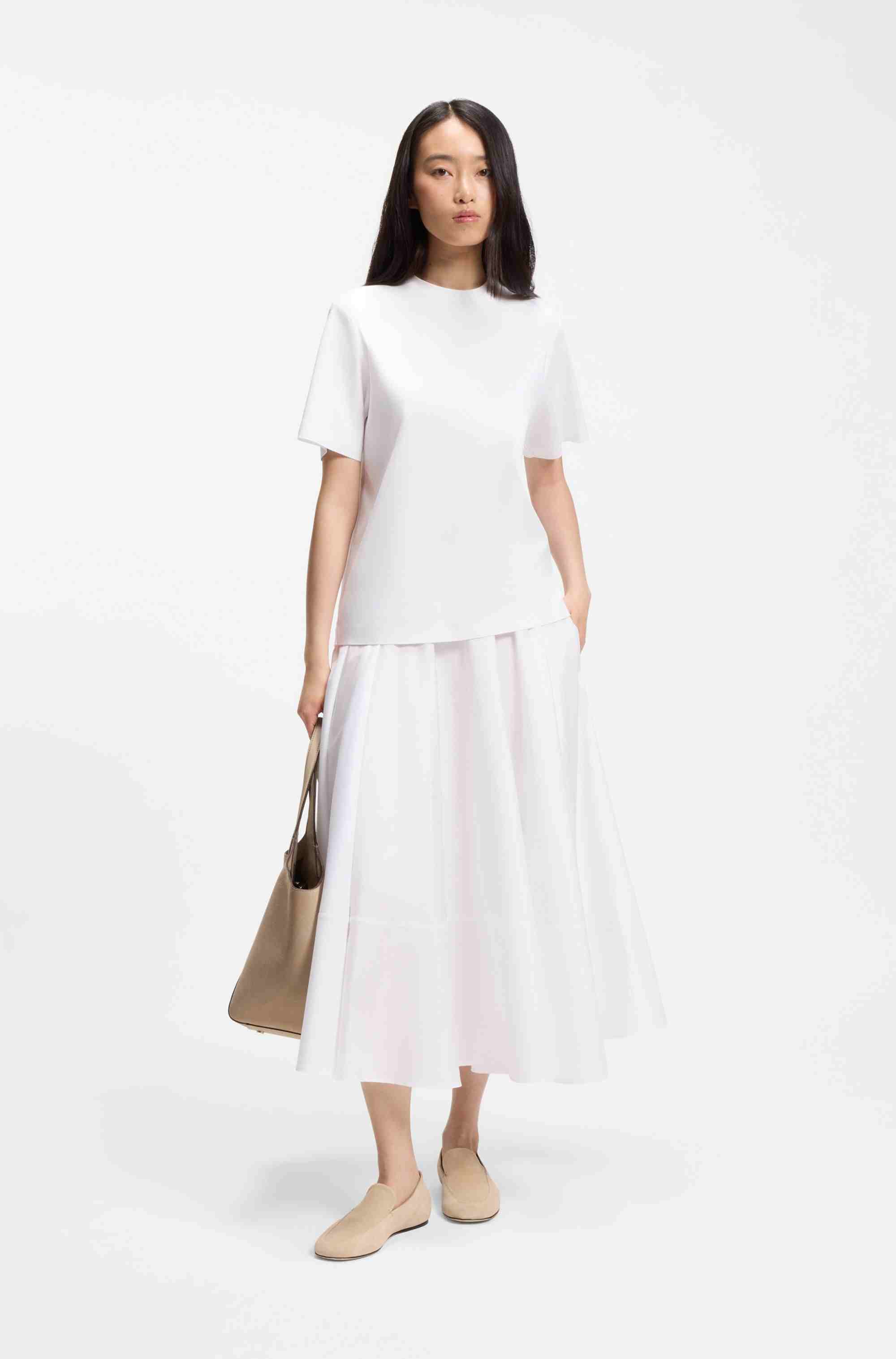 A-line skirt in cotton poplin