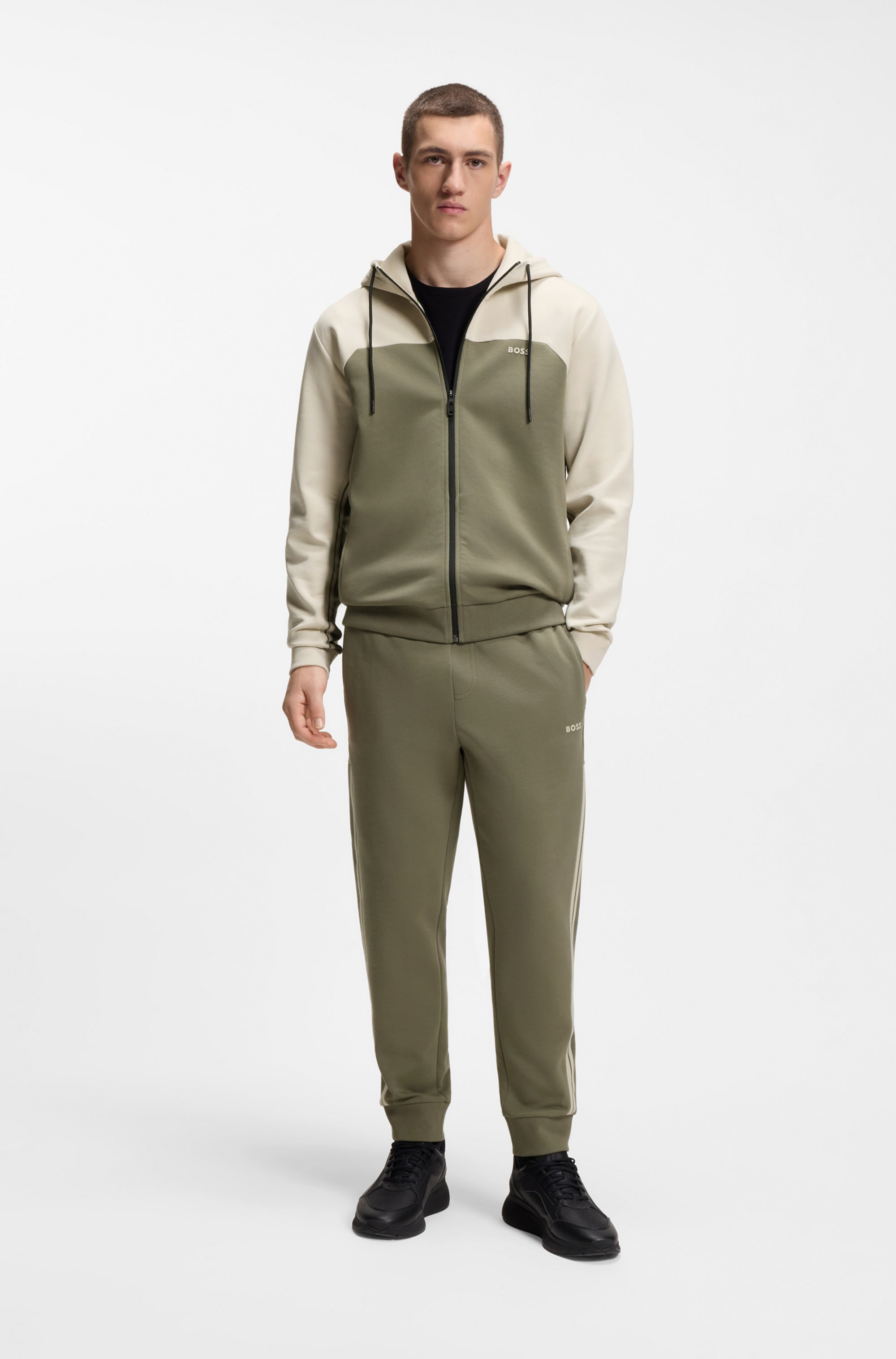 Regular-fit tracksuit in stretch cotton