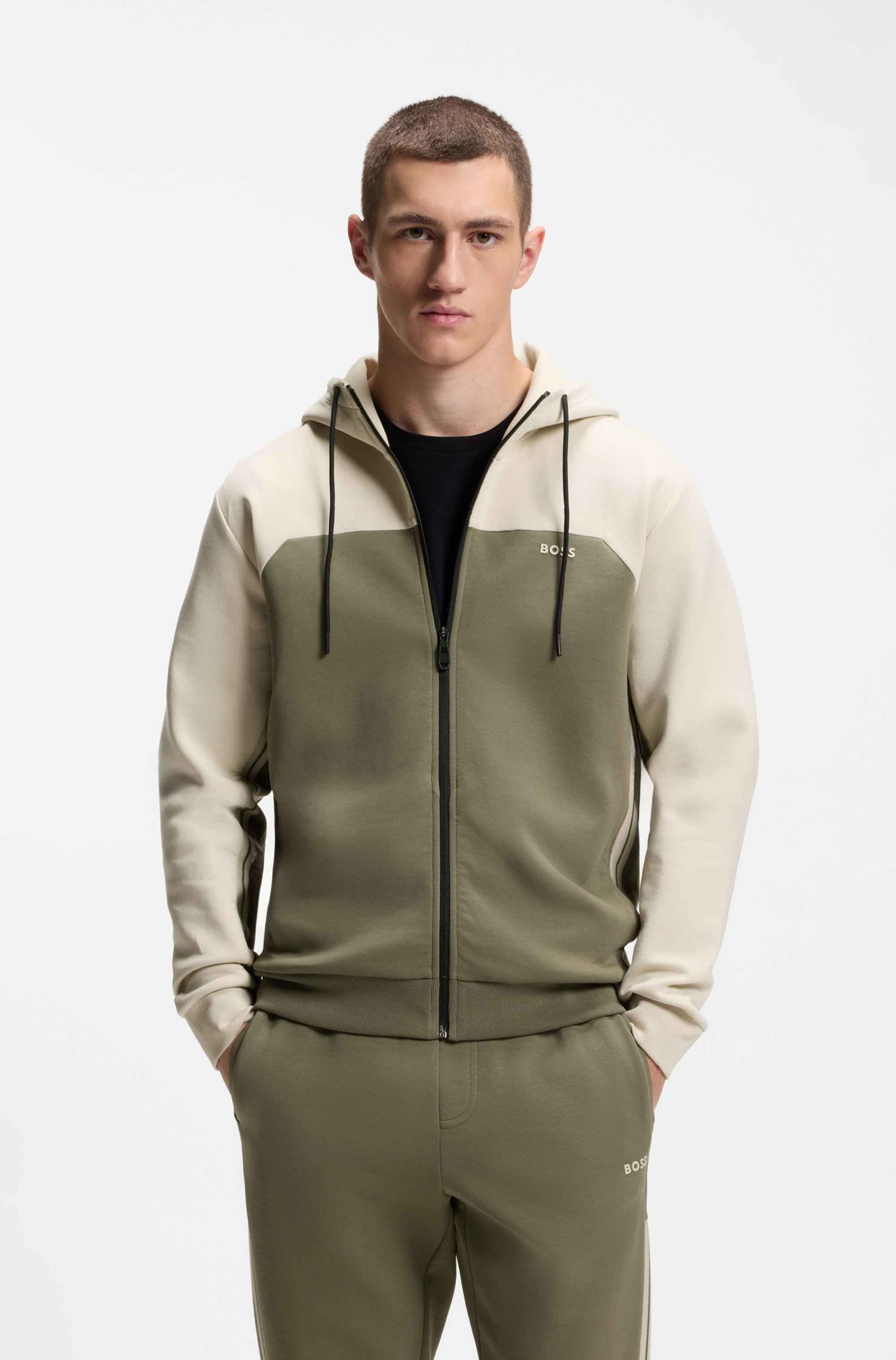 Regular-fit tracksuit in stretch cotton