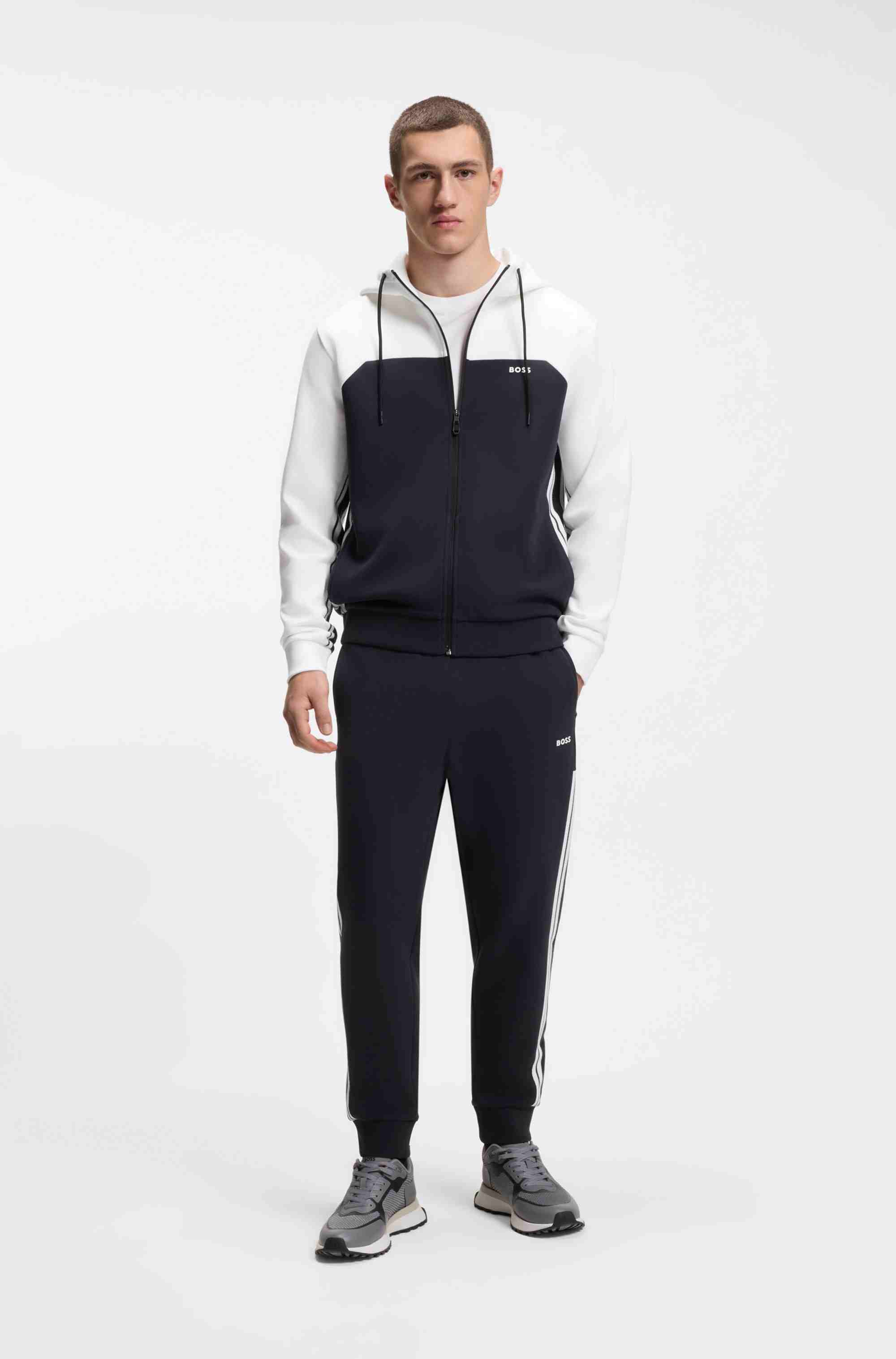 Regular-fit tracksuit in stretch cotton