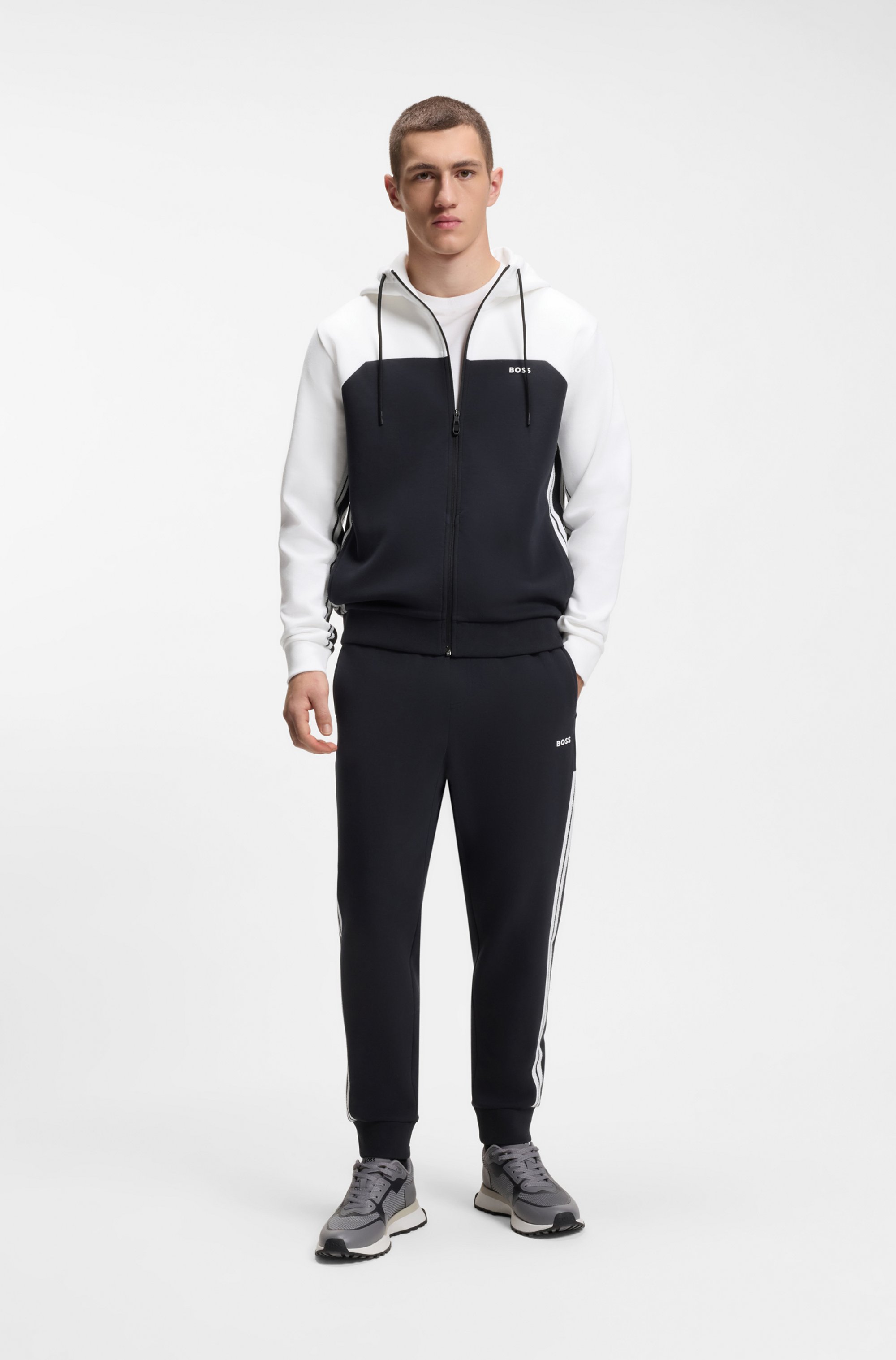 Regular-fit tracksuit in stretch cotton