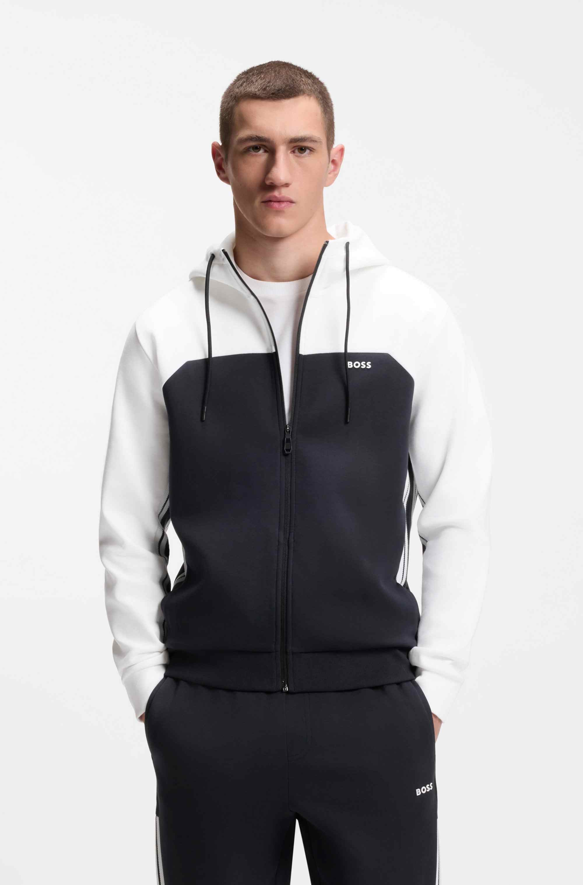 Regular-fit tracksuit in stretch cotton