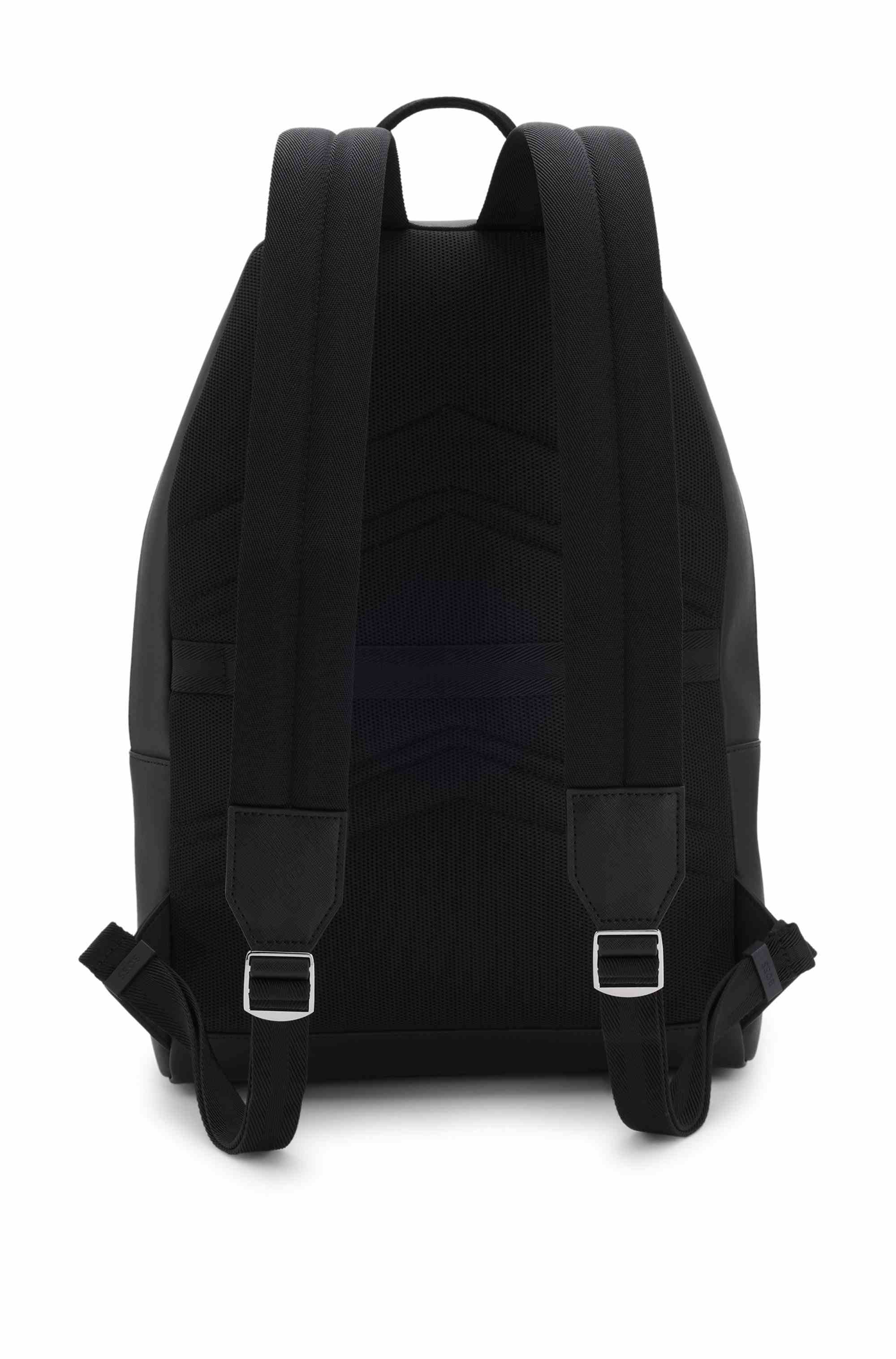 Structured backpack with polished logo lettering