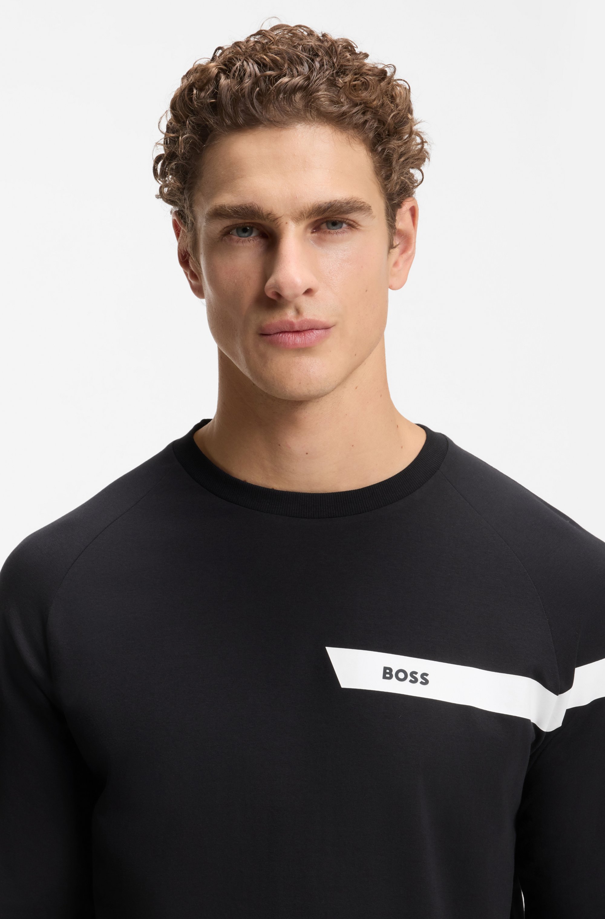 Stretch-cotton T-shirt with logo print