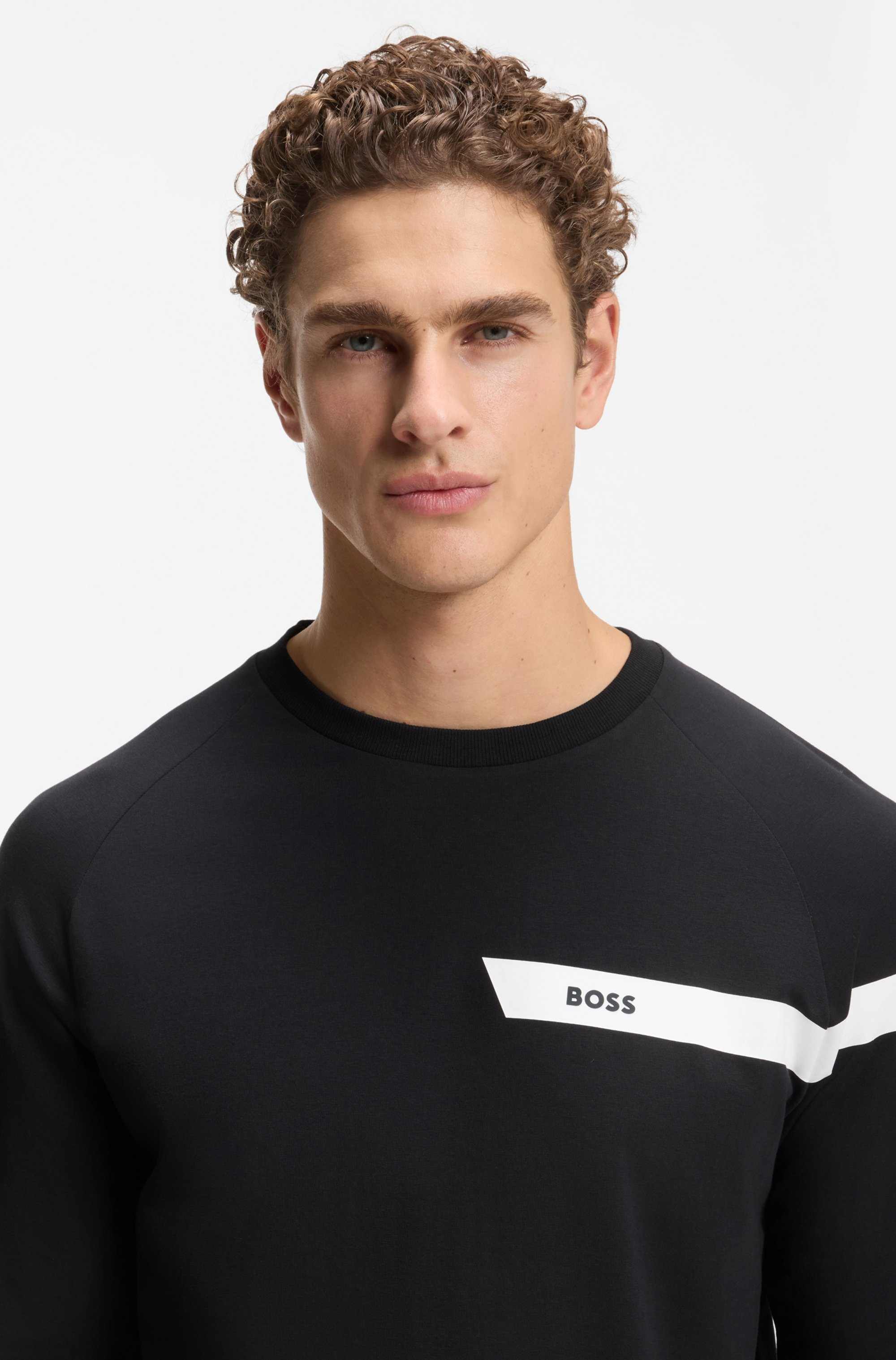 Stretch-cotton T-shirt with logo print