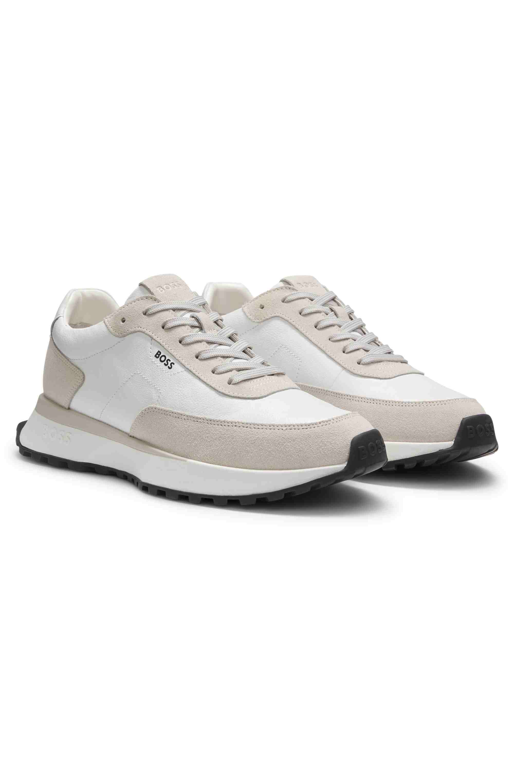 Leather trainers with side-panel logo
