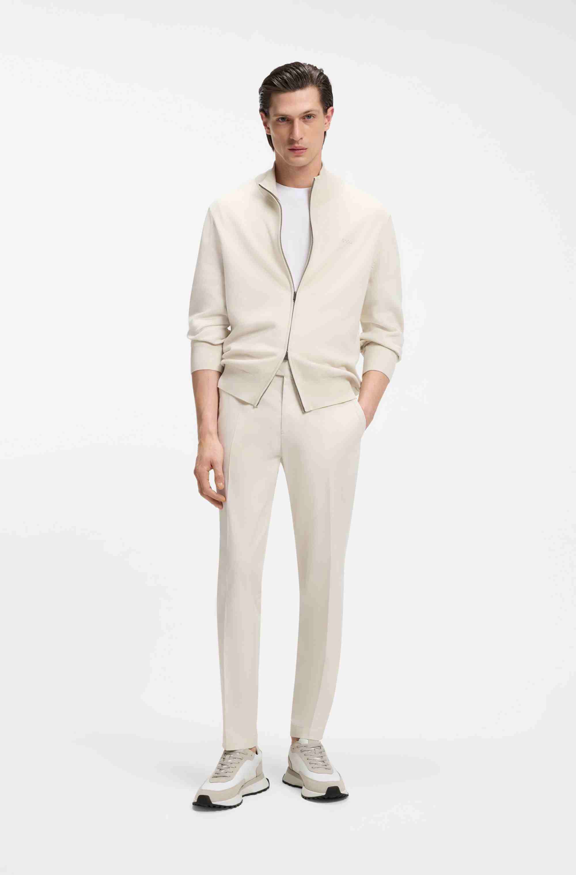 Leather trainers with side-panel logo