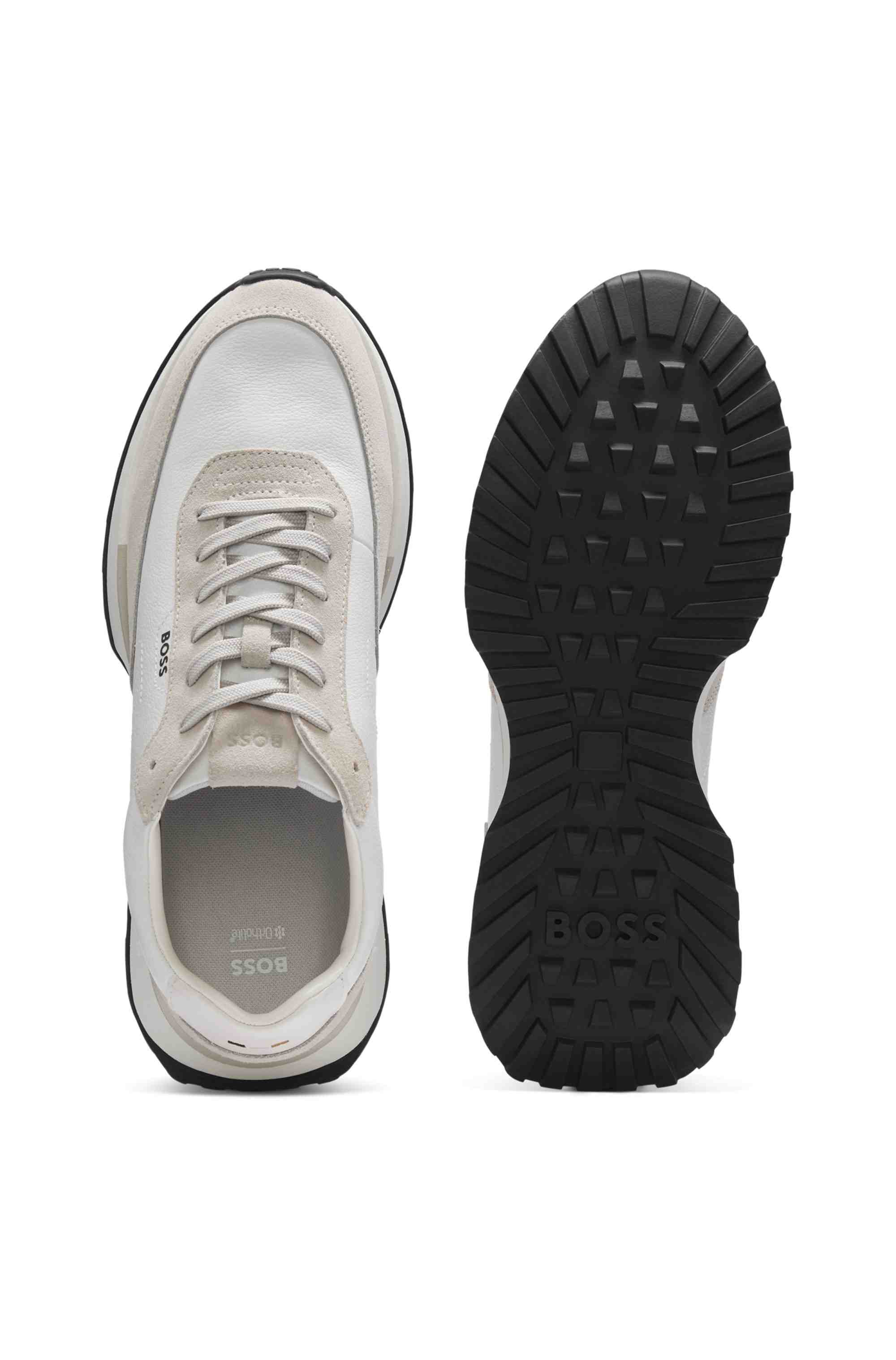 Leather trainers with side-panel logo