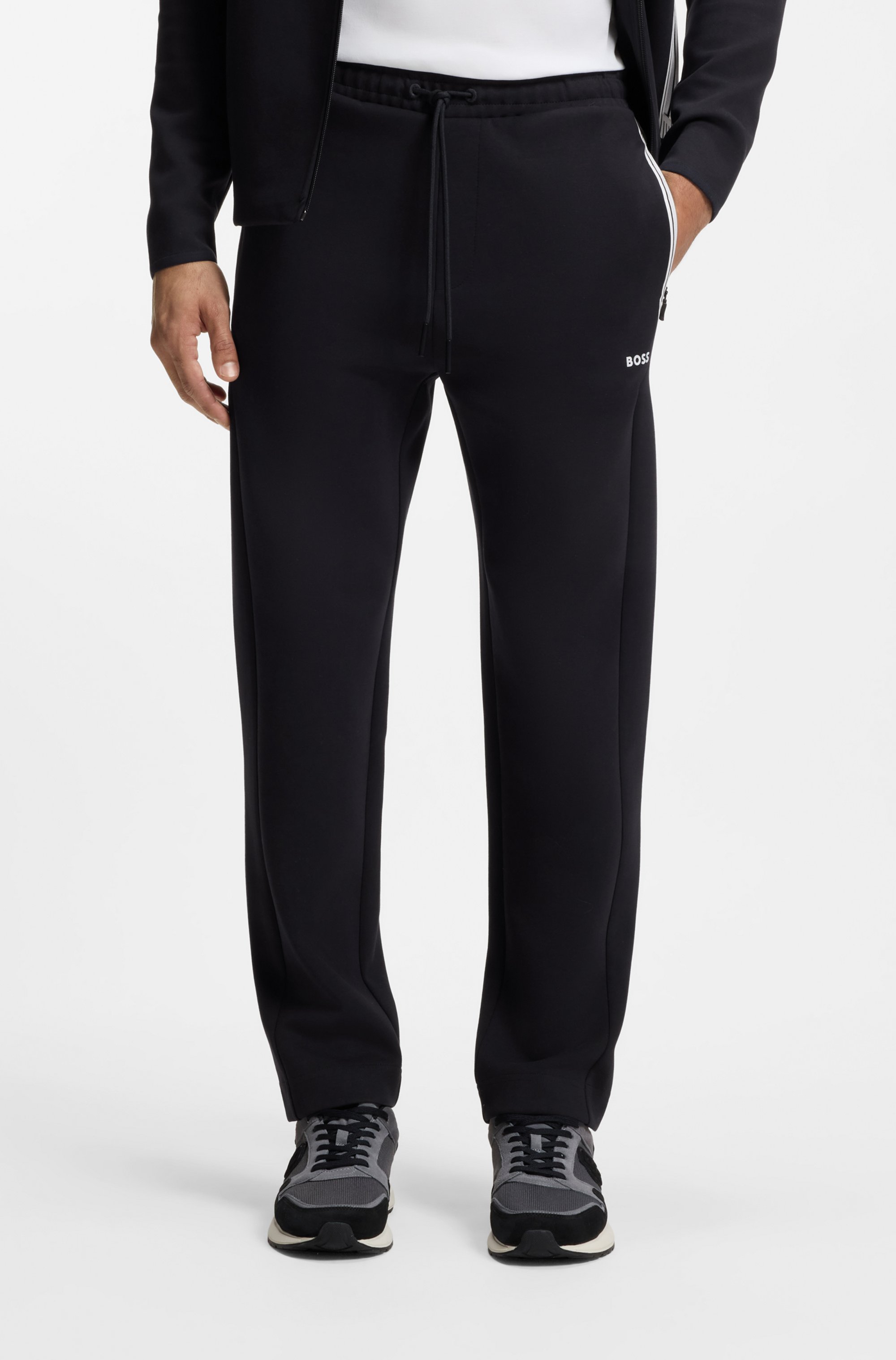 Drawstring trousers in cotton-blend jersey