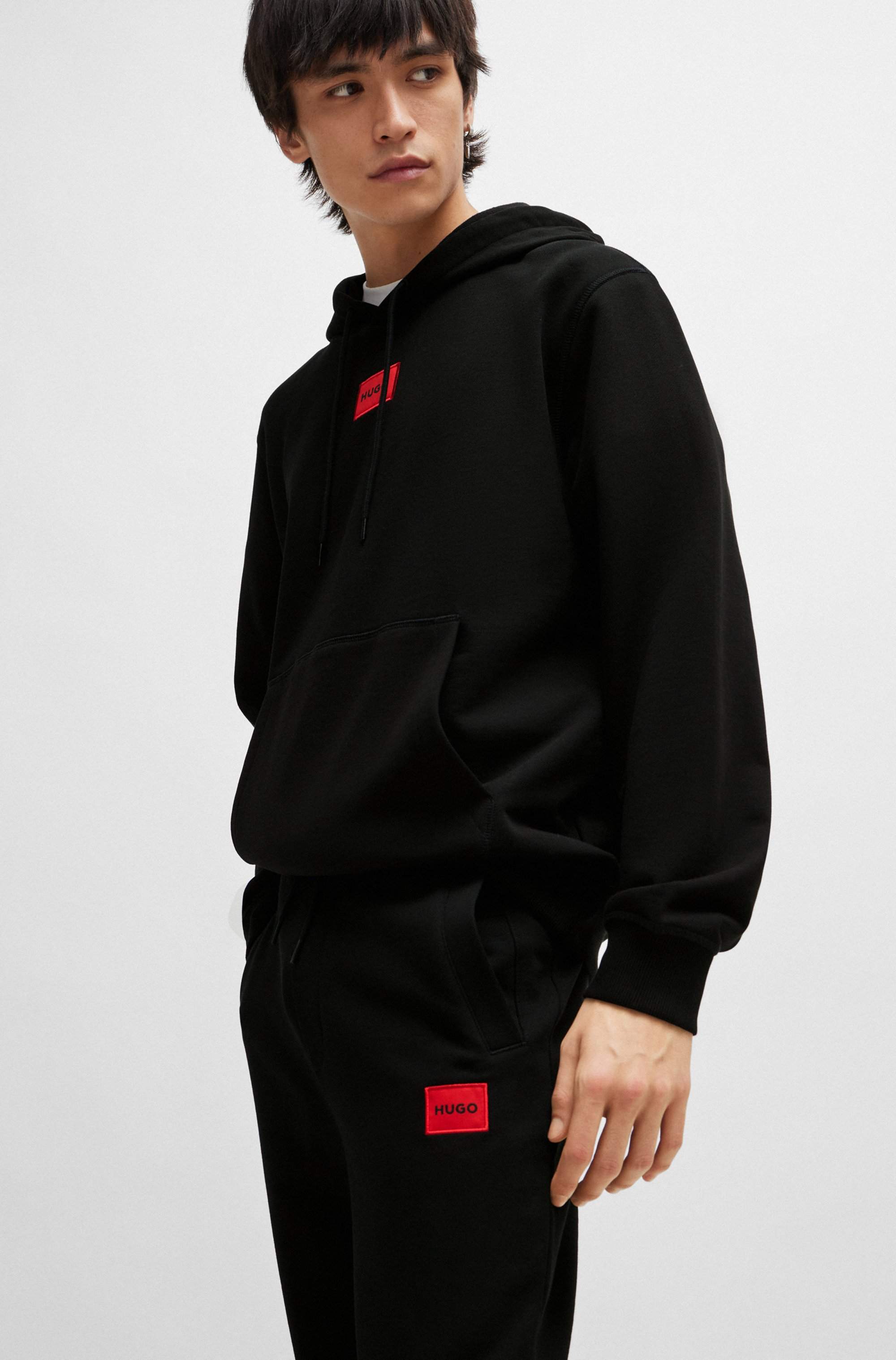 Cotton-terry tracksuit bottoms with logo label
