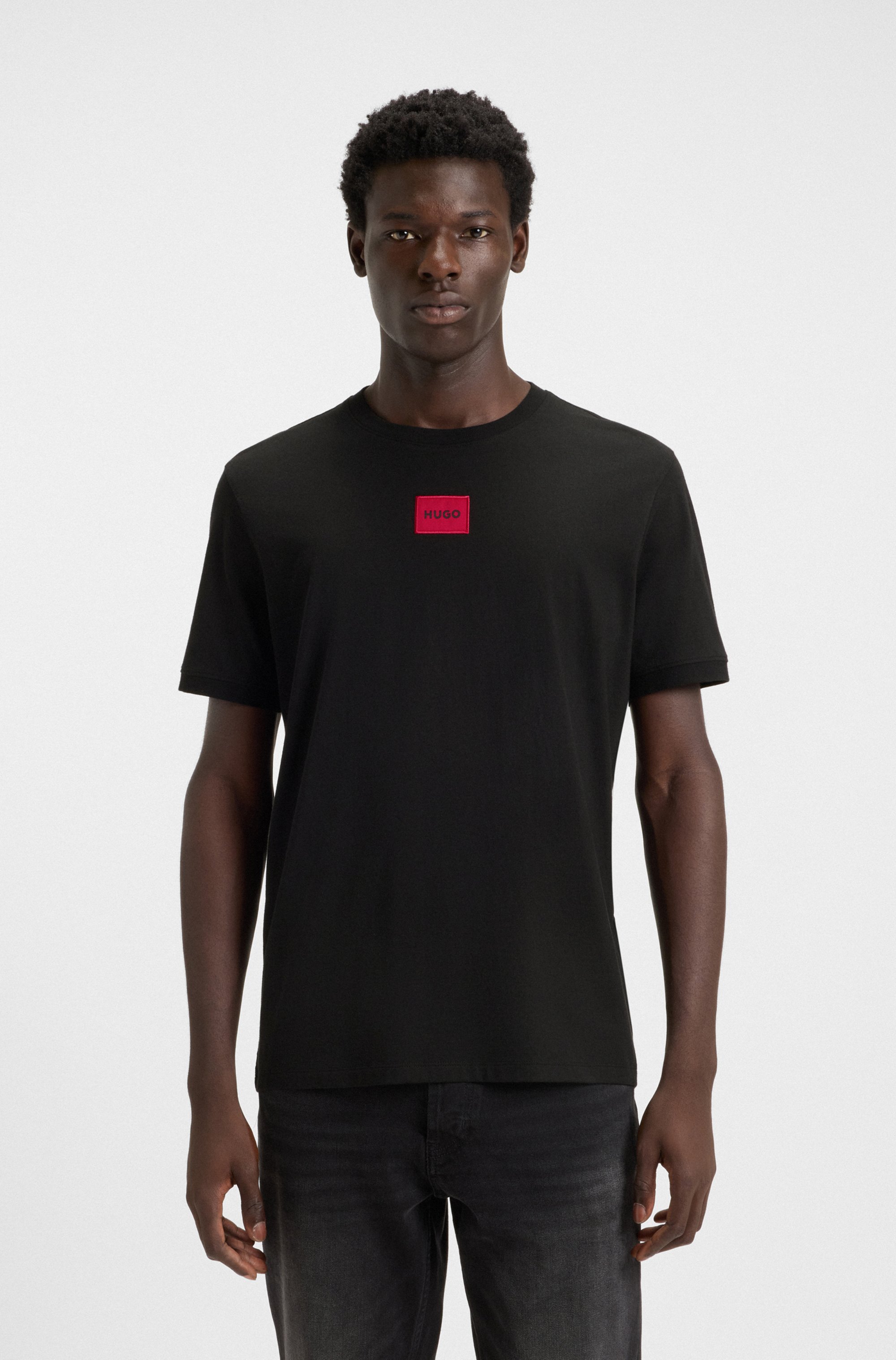 Cotton-jersey T-shirt with logo label
