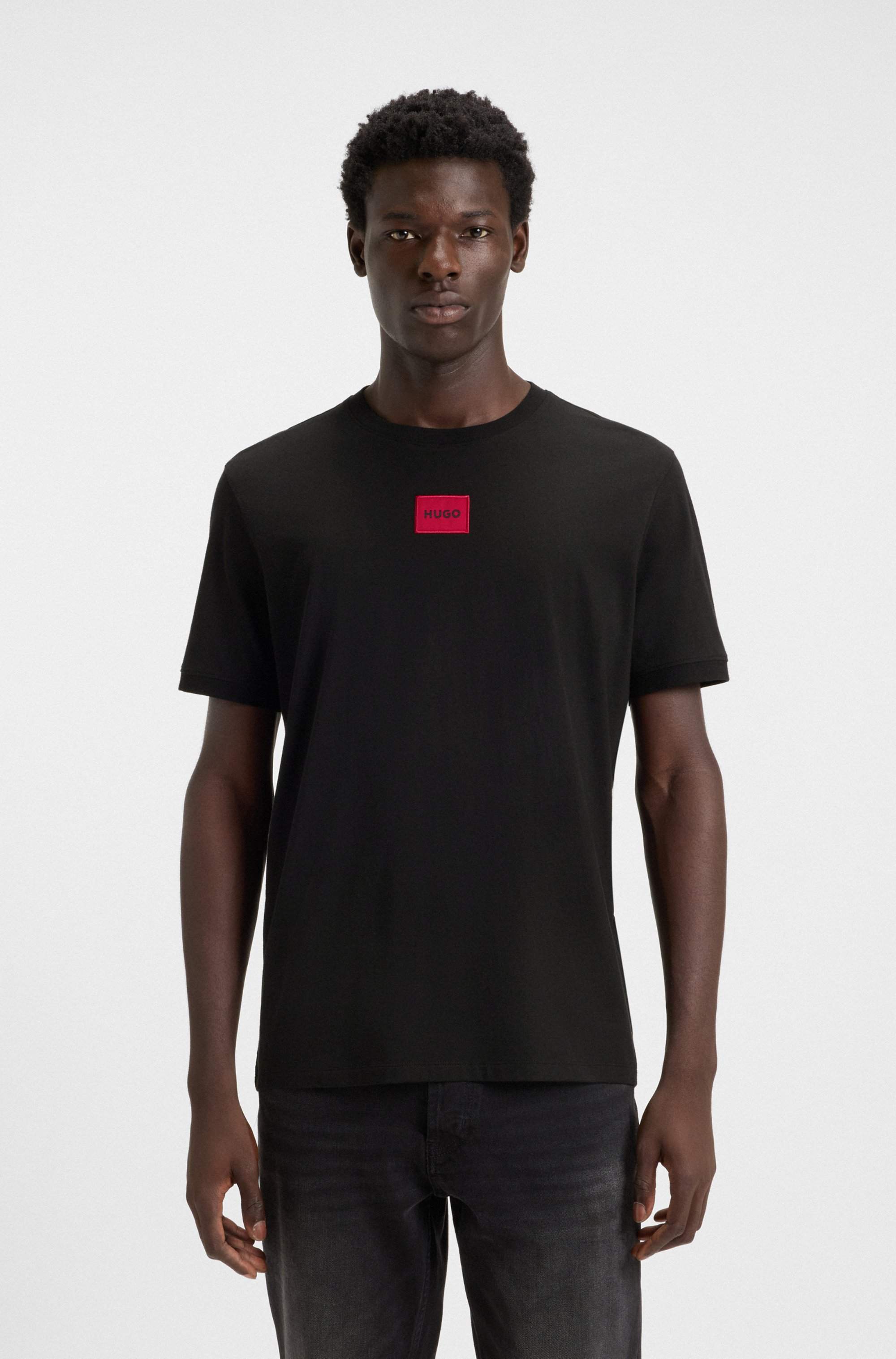 Cotton-jersey T-shirt with logo label