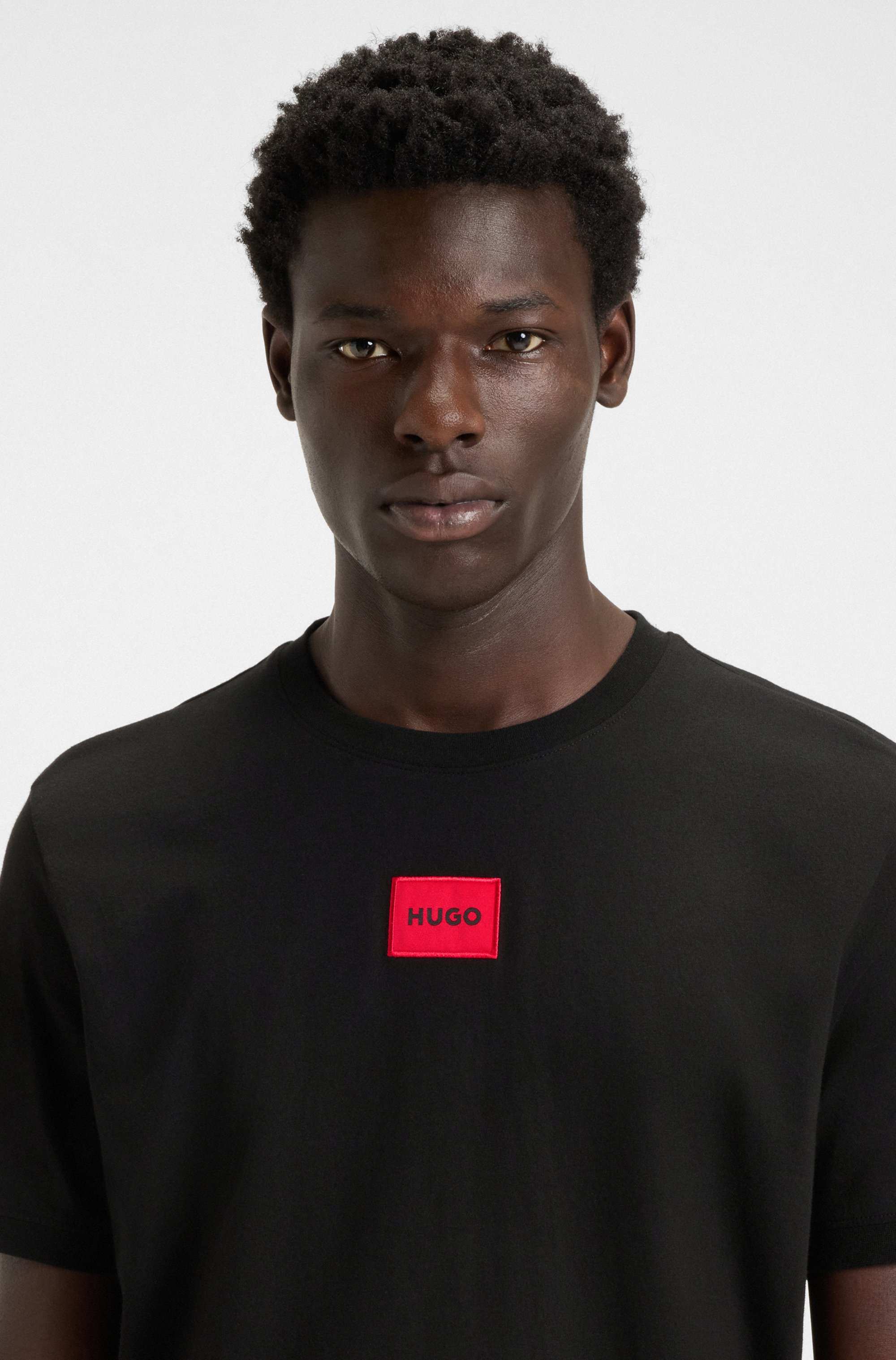 Cotton-jersey T-shirt with logo label