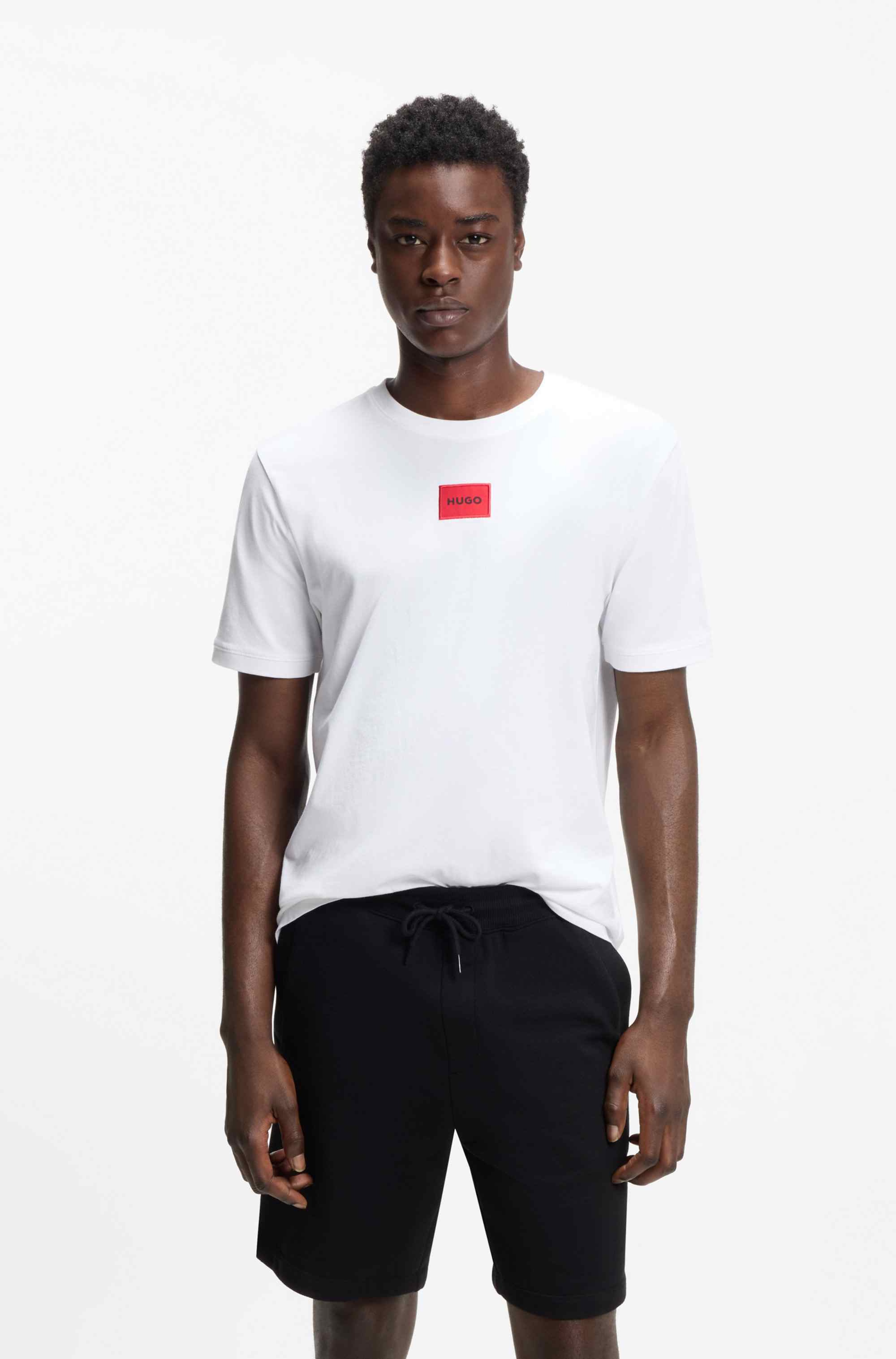 Cotton-jersey T-shirt with logo label
