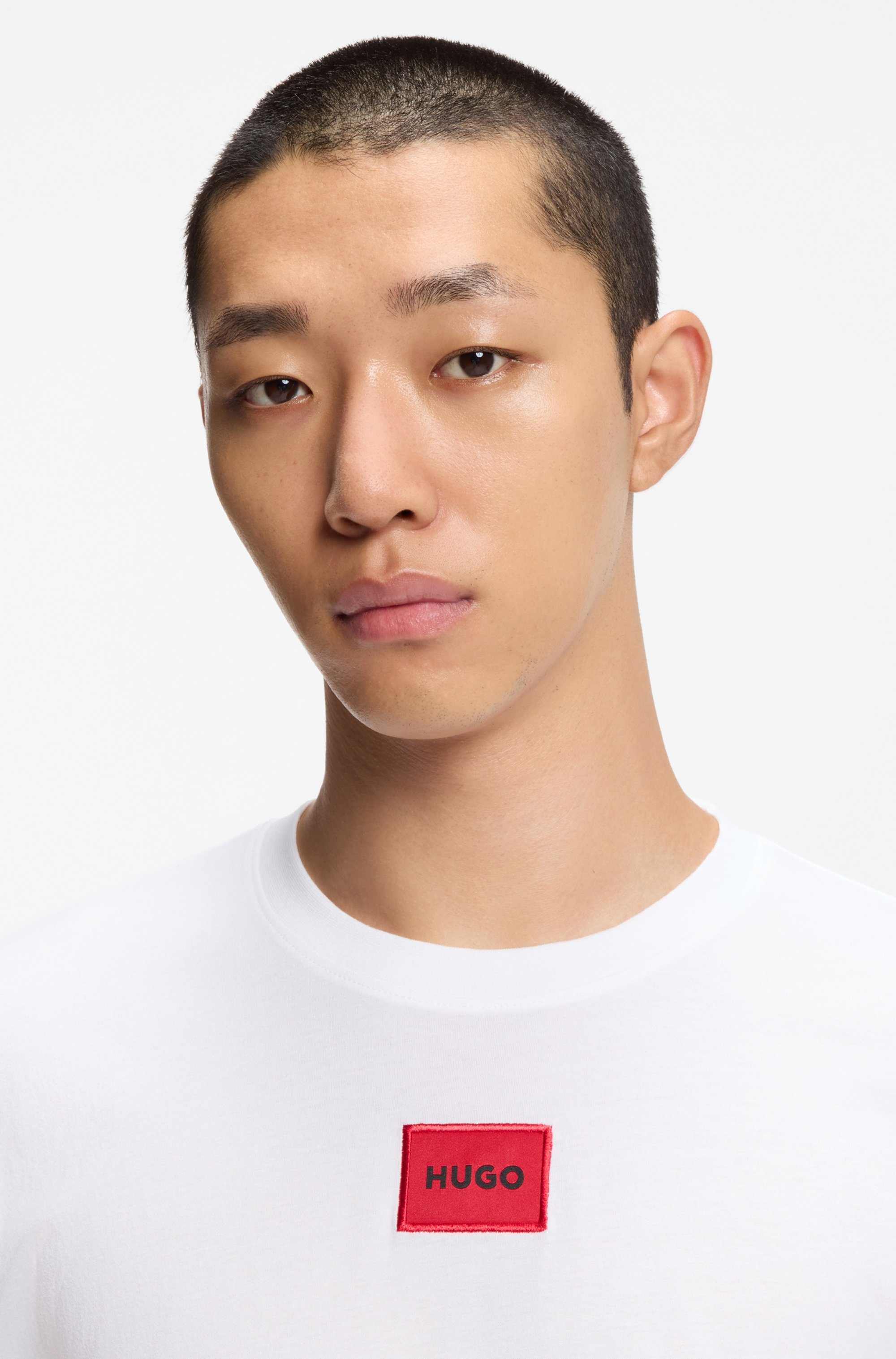 Cotton-jersey T-shirt with logo label