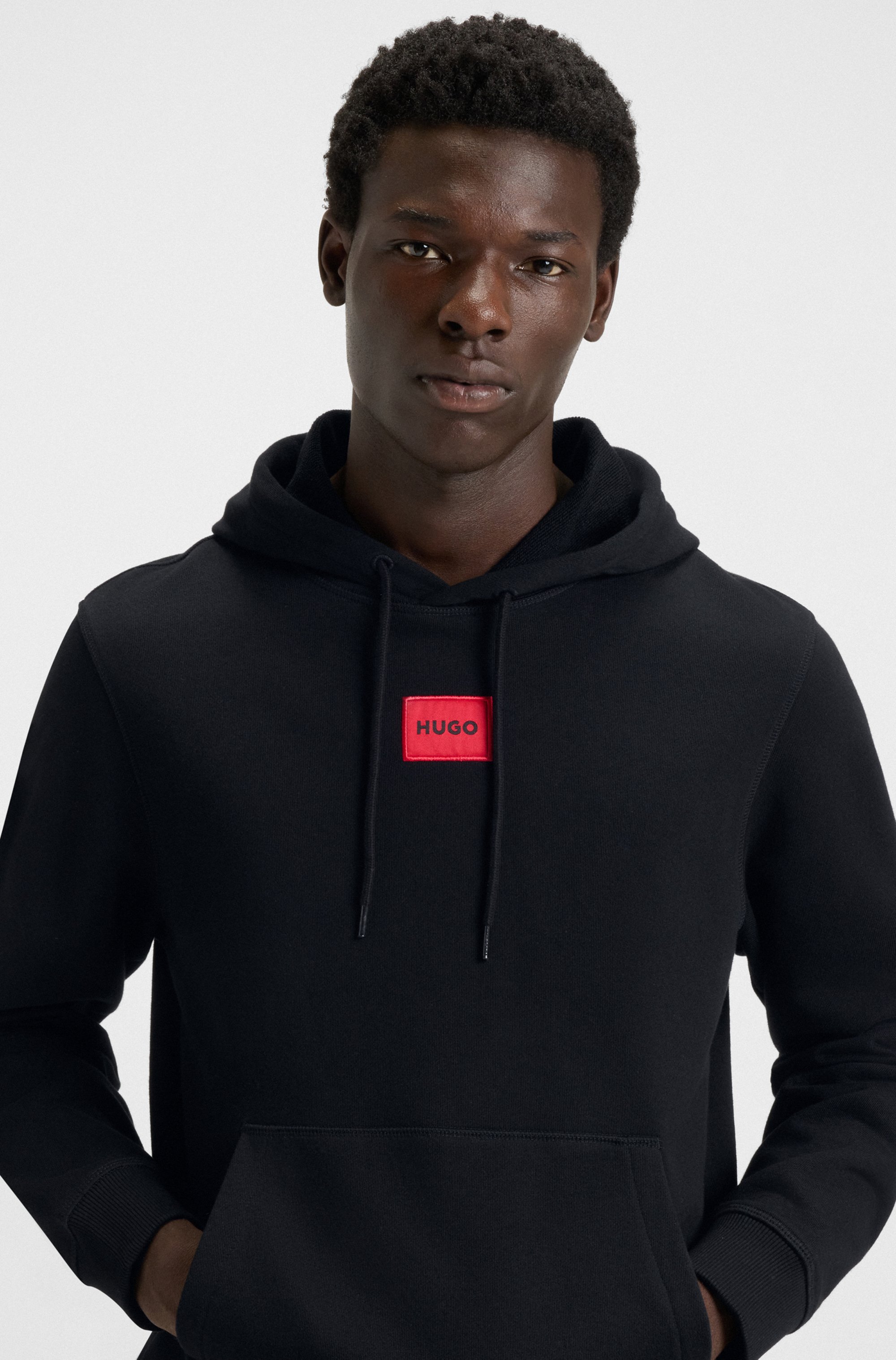 Cotton-terry hoodie with logo label