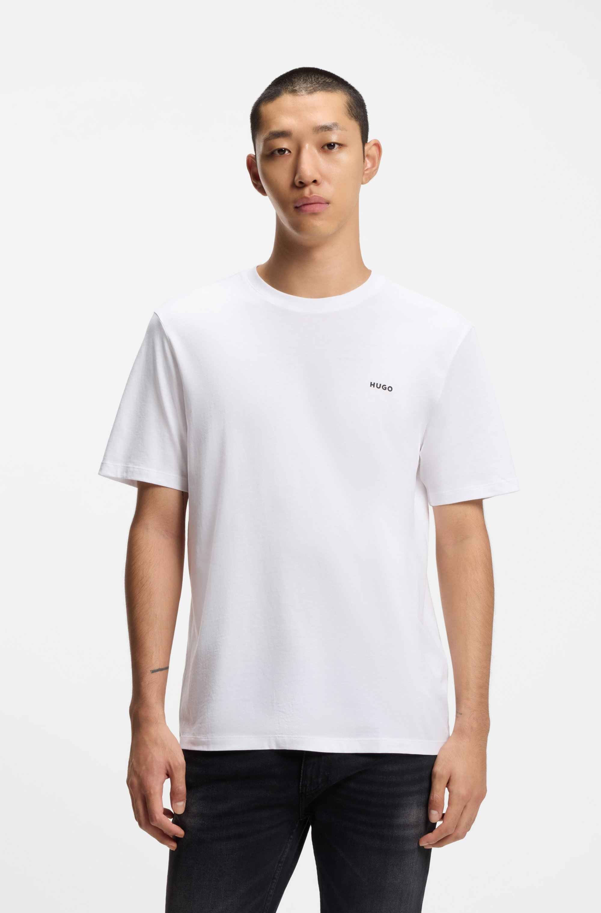 Cotton-jersey T-shirt with logo print