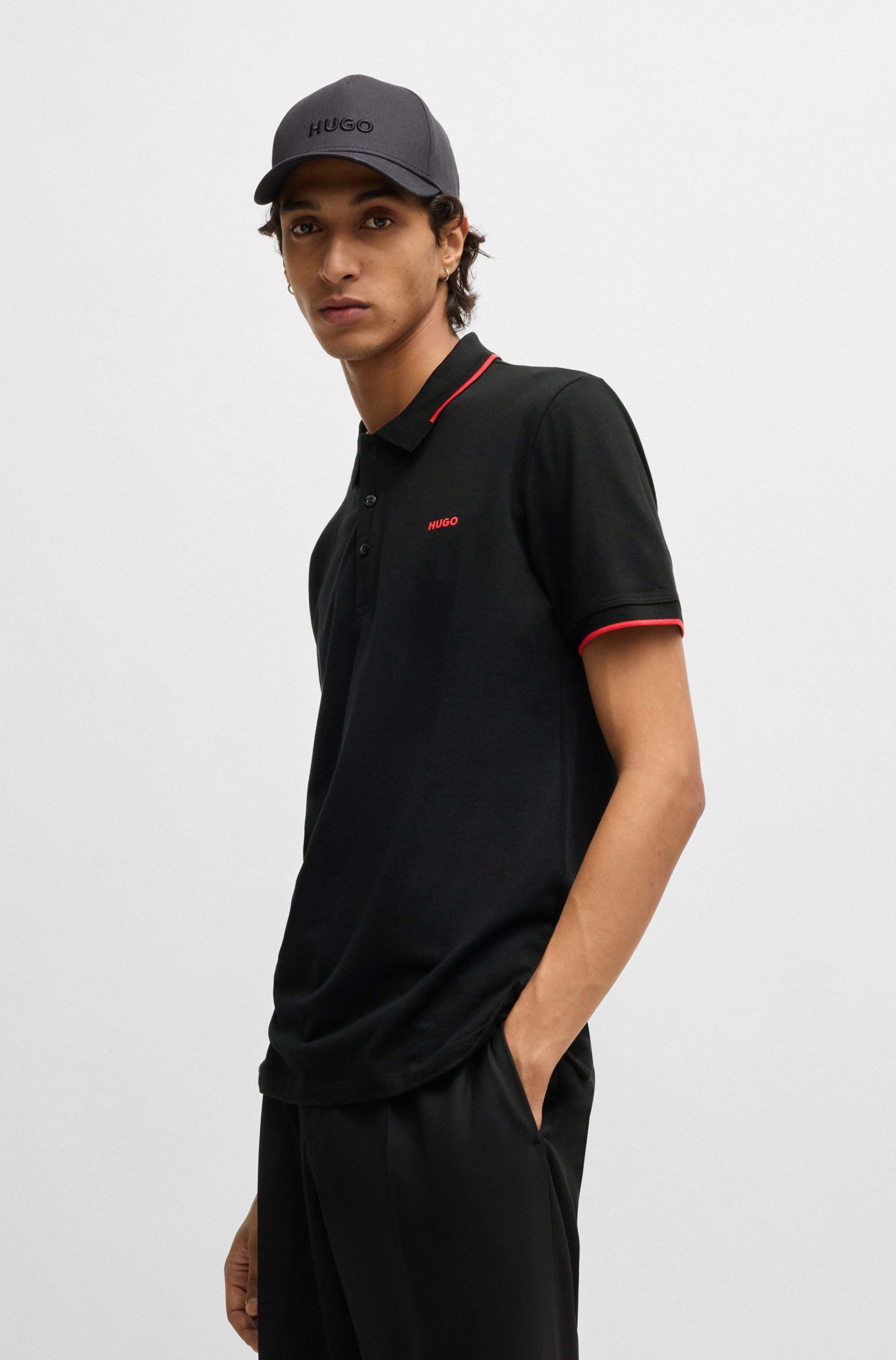 Stretch-cotton slim-fit polo shirt with contrast trims