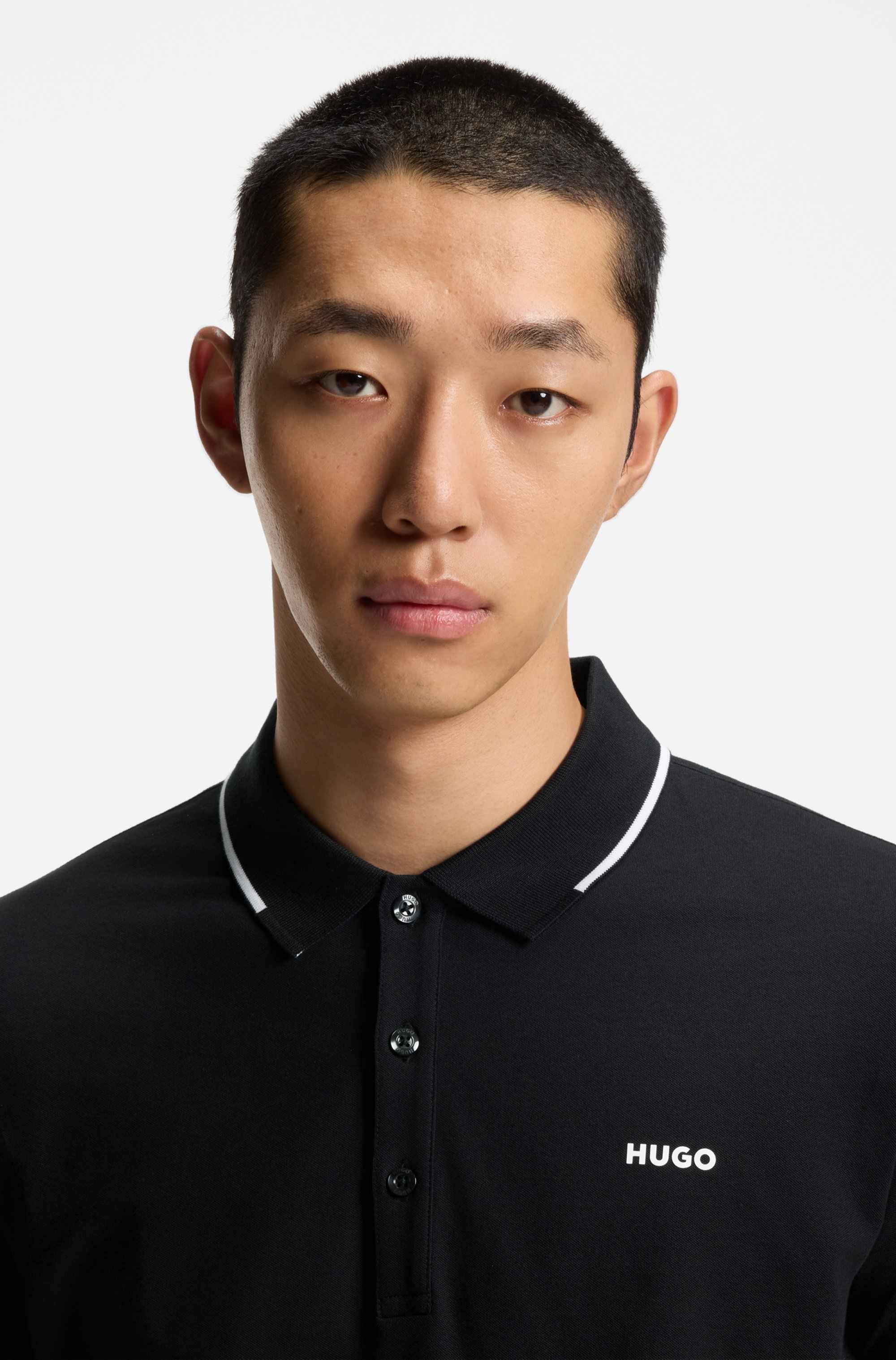 Stretch-cotton slim-fit polo shirt with contrast trims