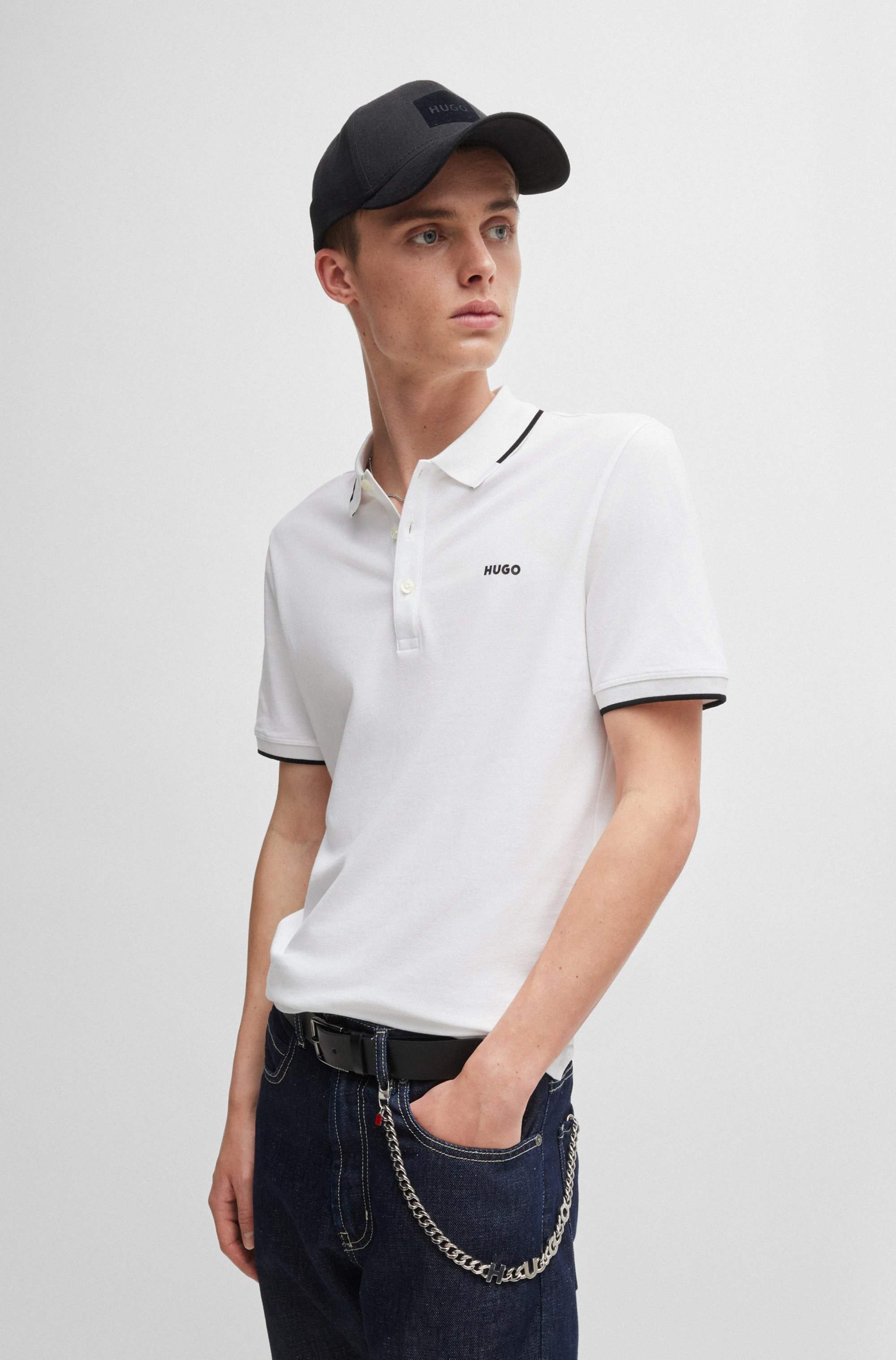Stretch-cotton slim-fit polo shirt with contrast trims