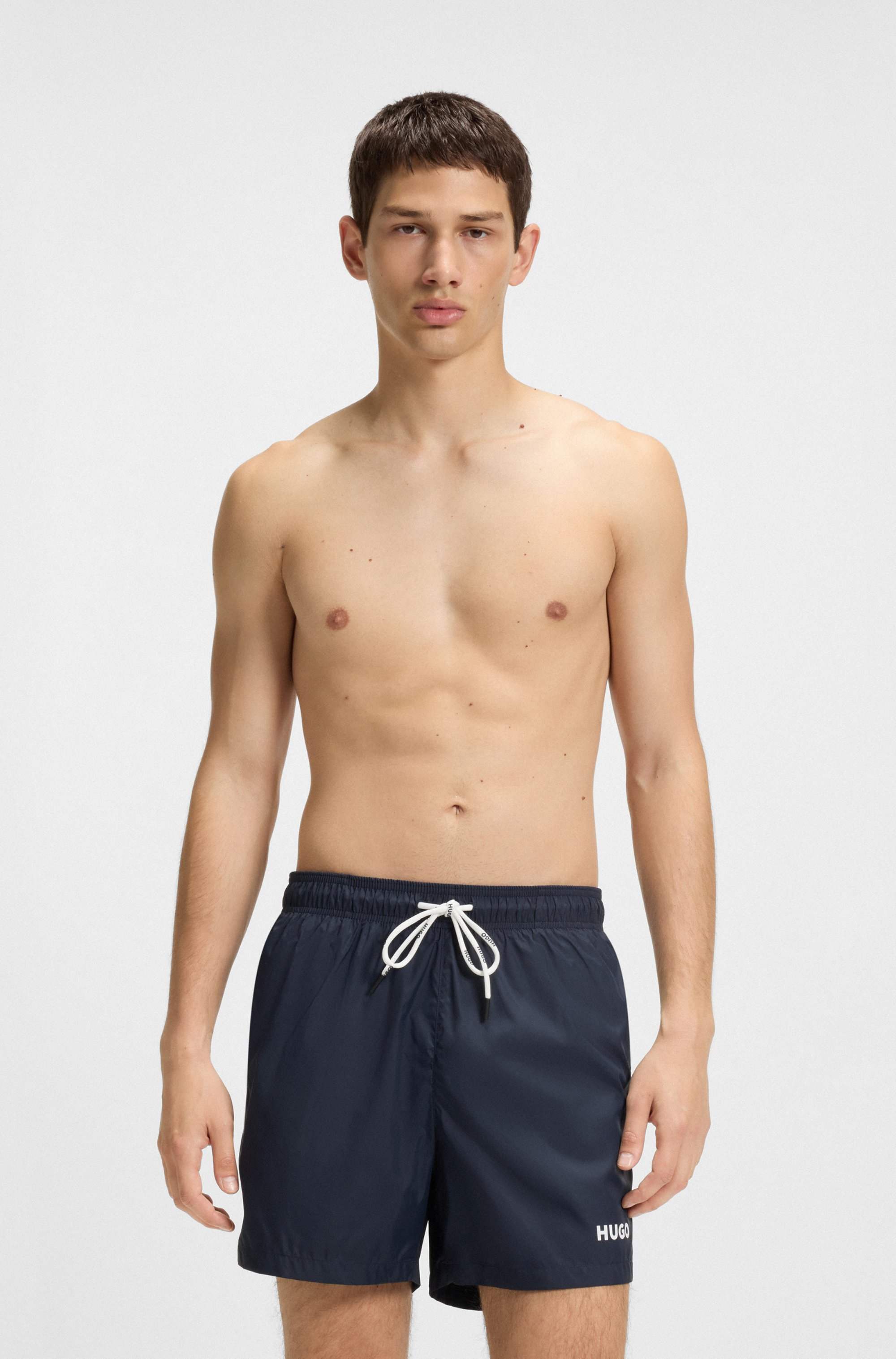 Quick-dry swim shorts with logo print
