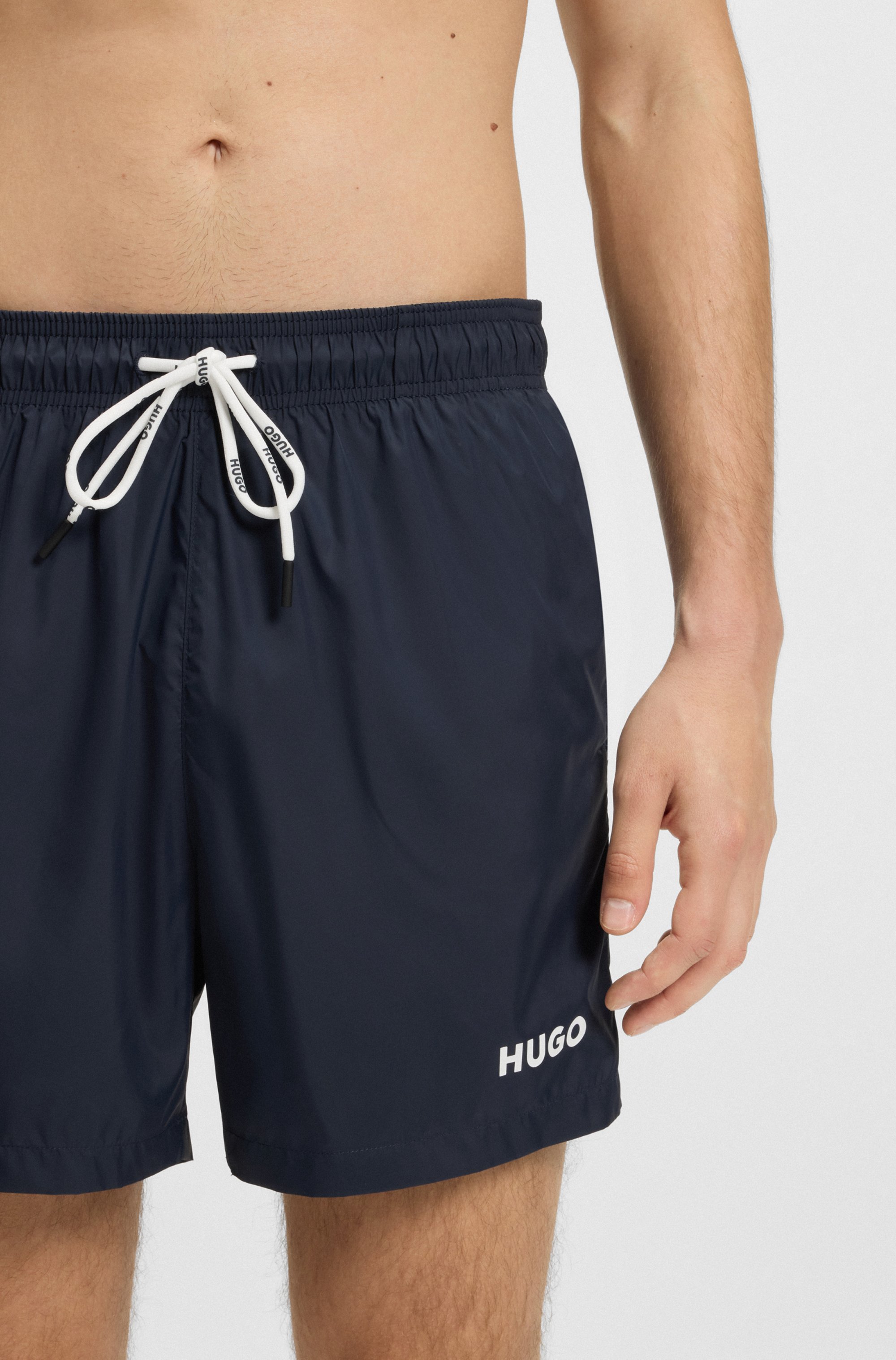 Quick-dry swim shorts with logo print